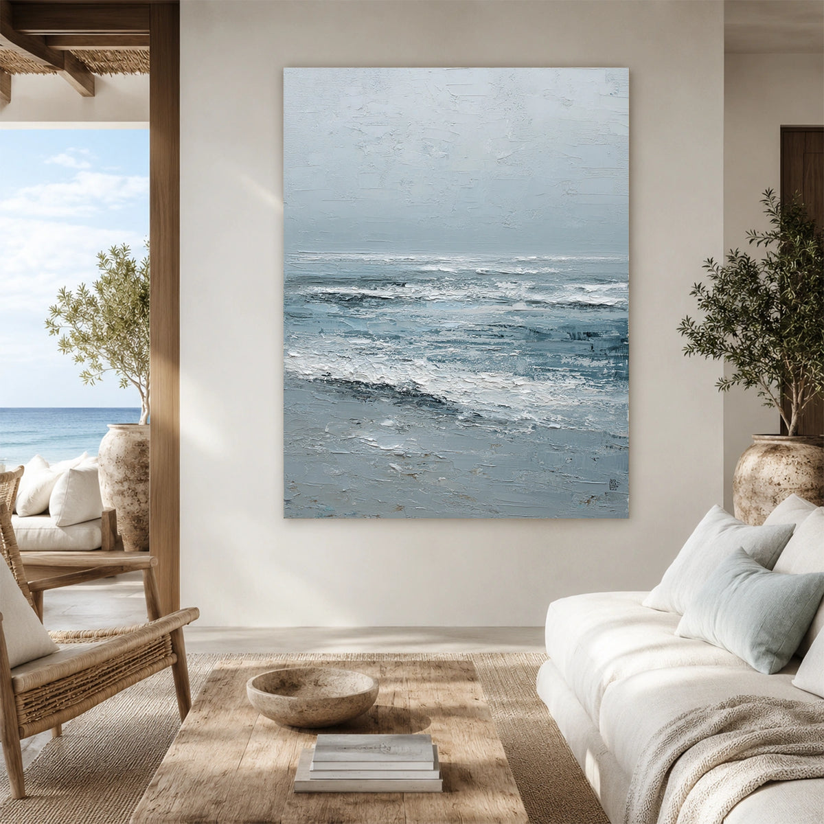 Ocean And Sky Abstract Texture Canvas Art #OS453