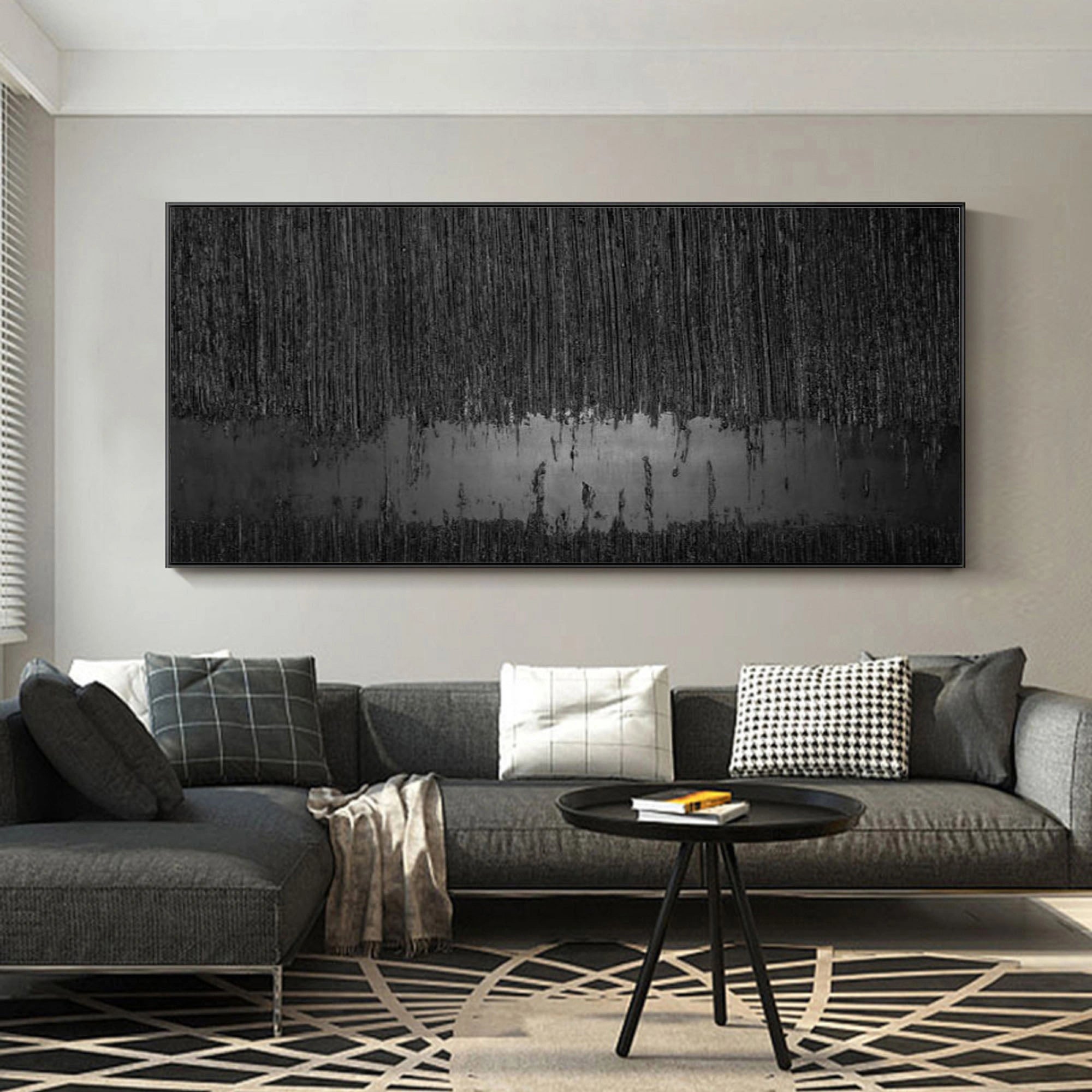 Black Minimalist Textured Painting #MZ024