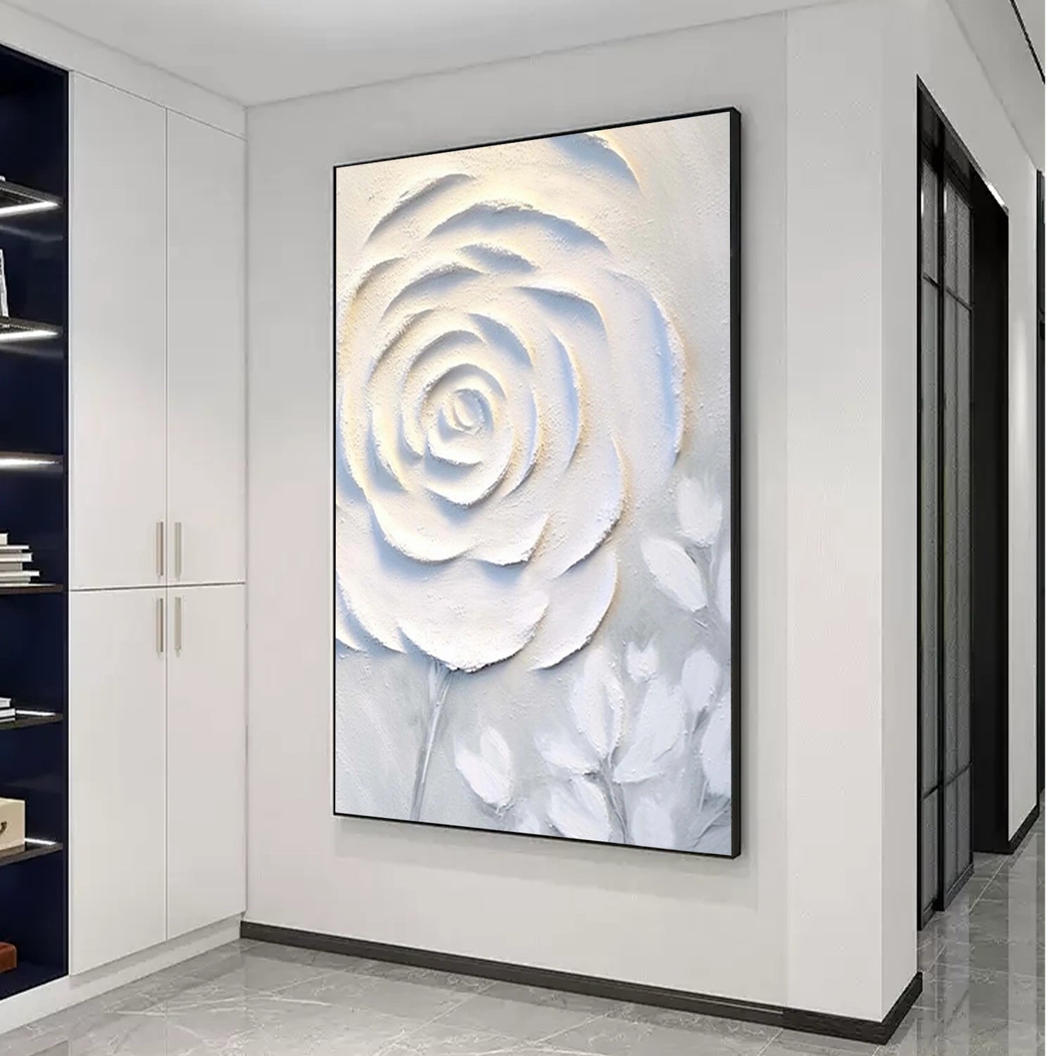 White Flower And Tree Abstract Texture  Canvas Art #FT 237