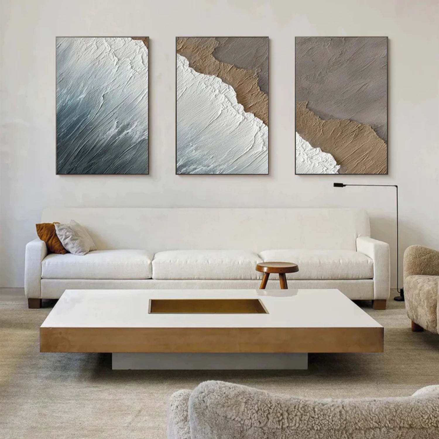 Ocean And Sky Abstract Texture Canvas Art Set of 3 #OS379