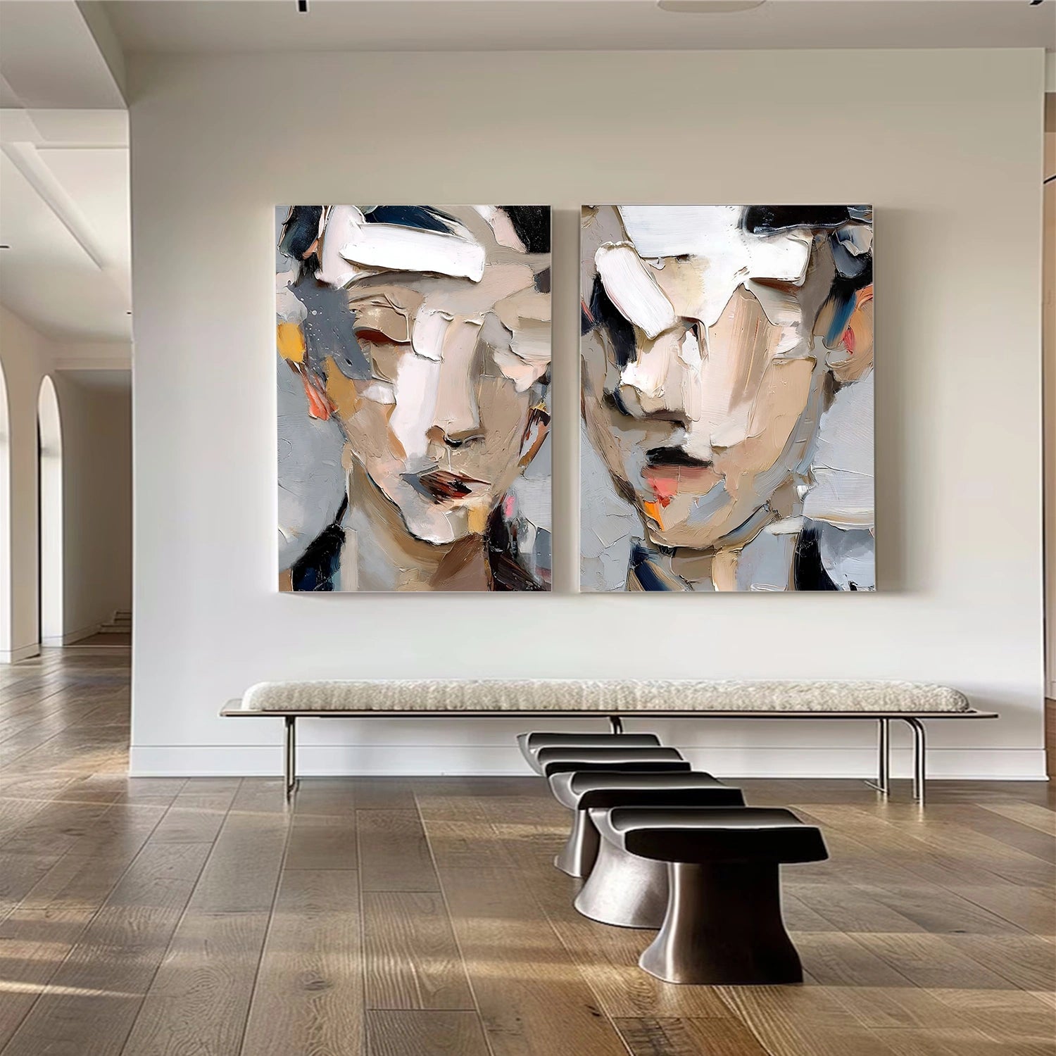 Abstract Portrait Texture Wall Art Set Of 2 #PT 073