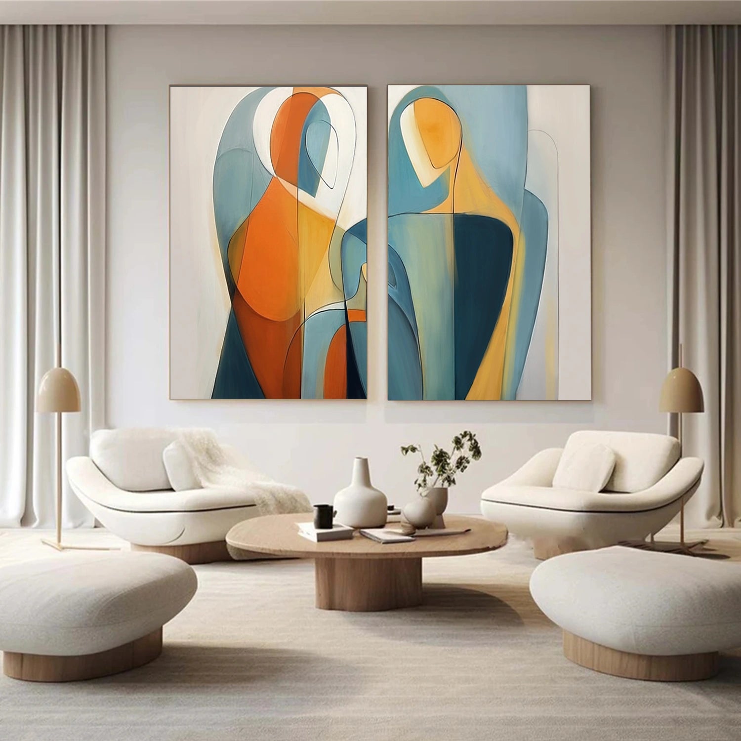 Contemporary Abstract Minimalist Set of 2 Wall Art #CW035
