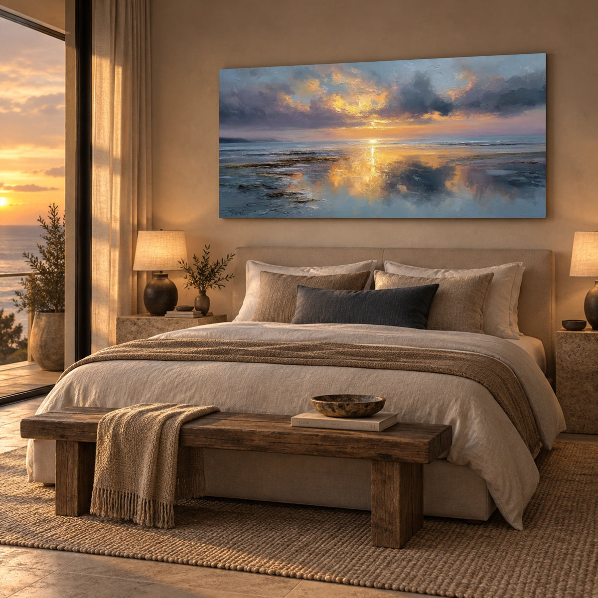 Ocean And Sky Abstract Canvas Art #OS476