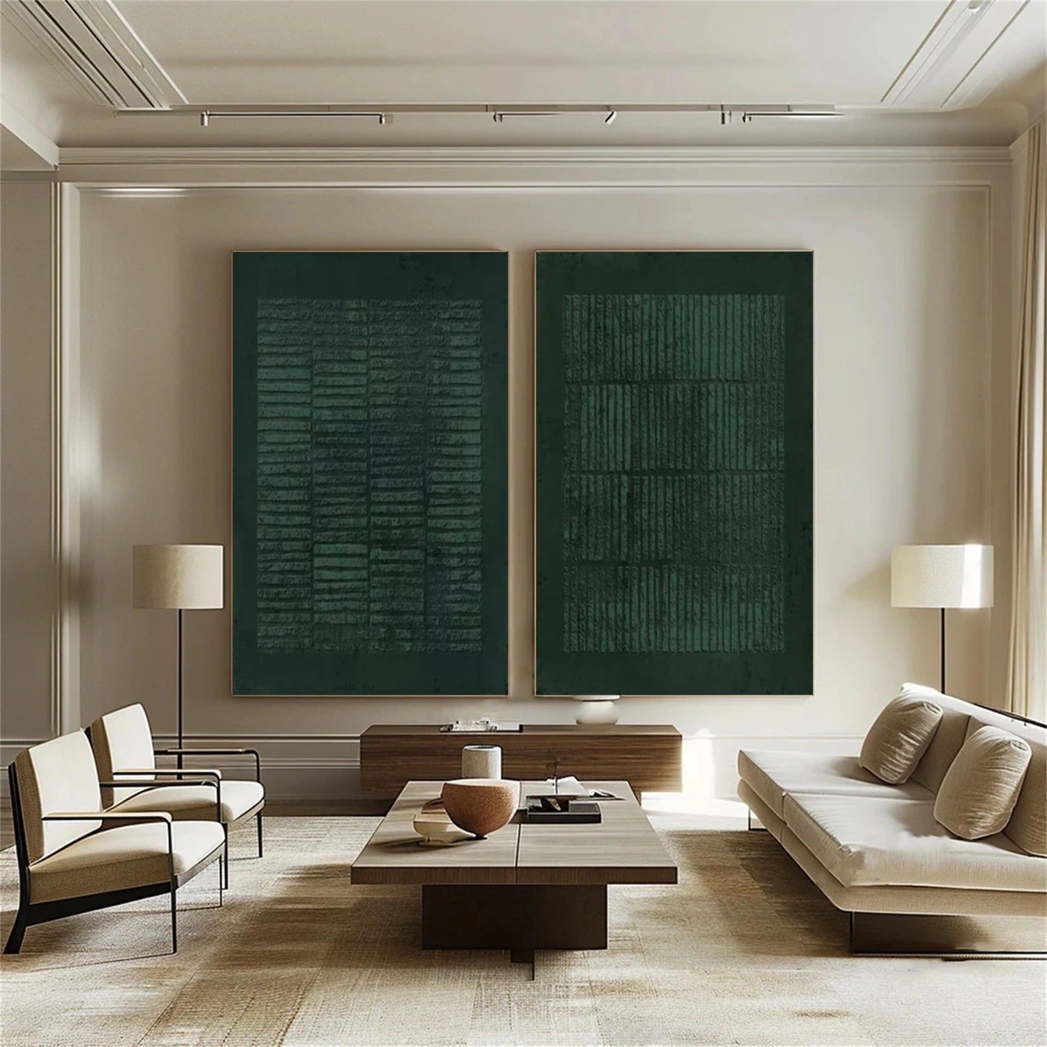 Green Minimalist Textured Wall Art Set of 2 #MM351