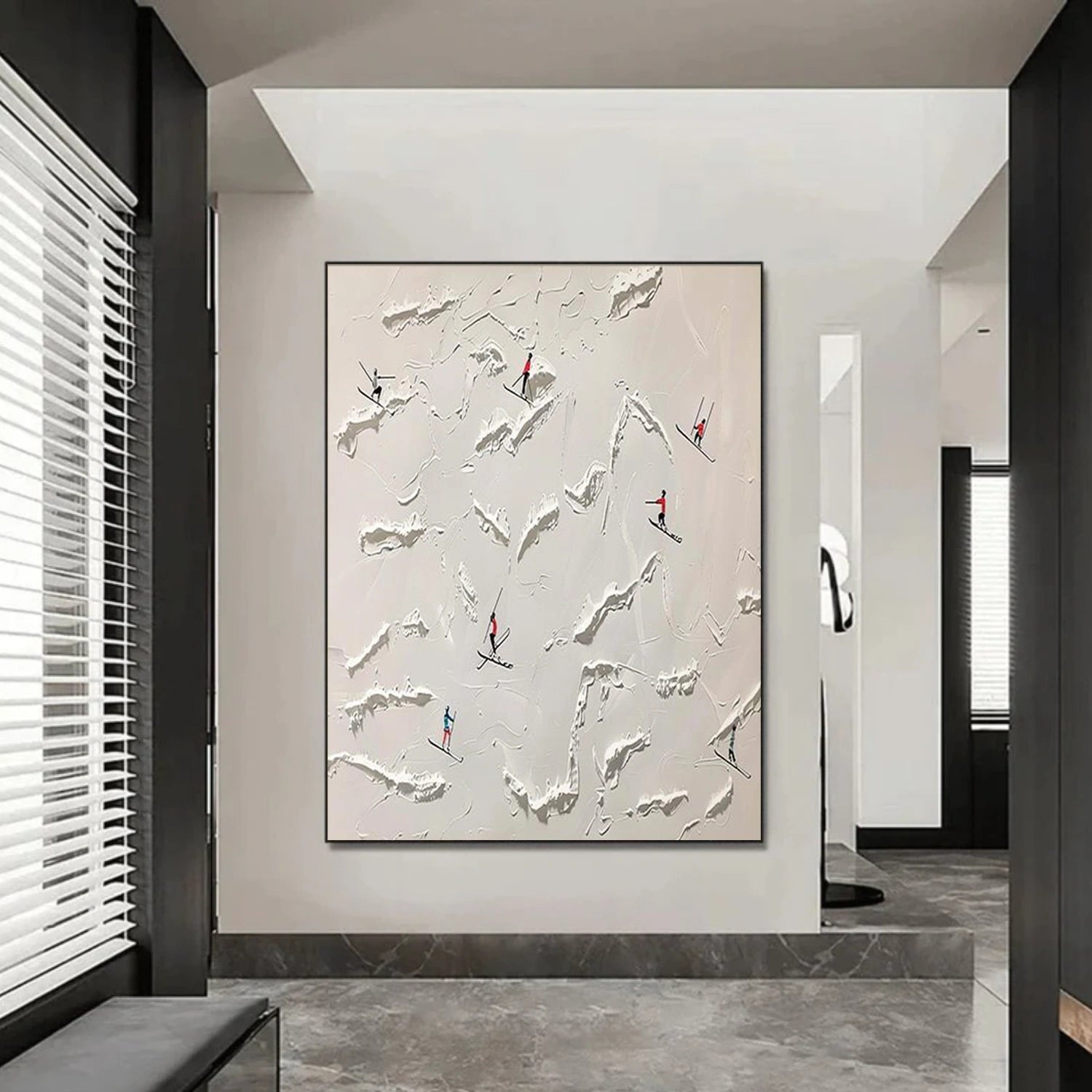 Skiing Sport Art Textured Painting Canvas  # SA069