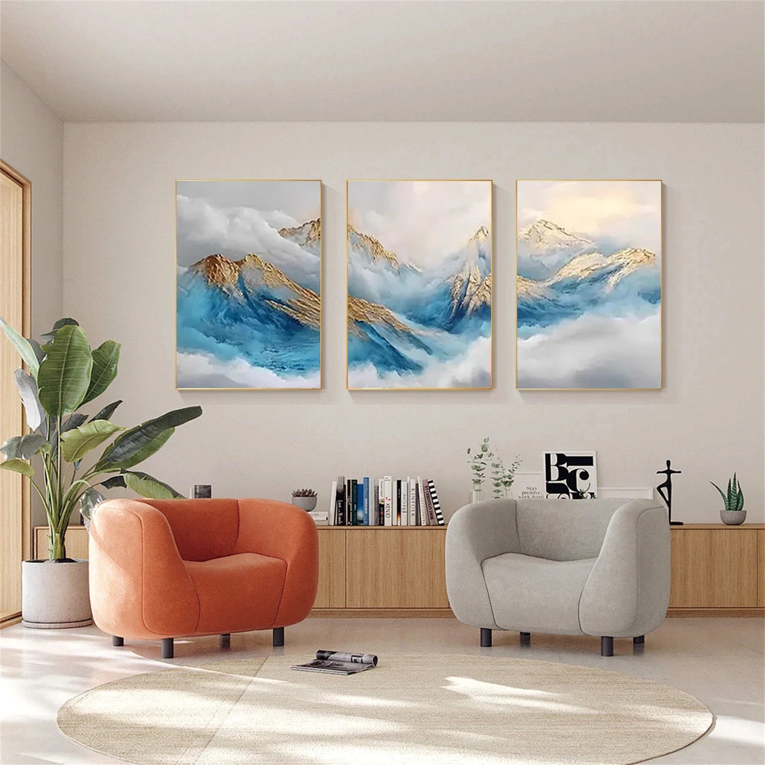 Minimalist Mountain Textured Canvas Art Set of 3 #MM346