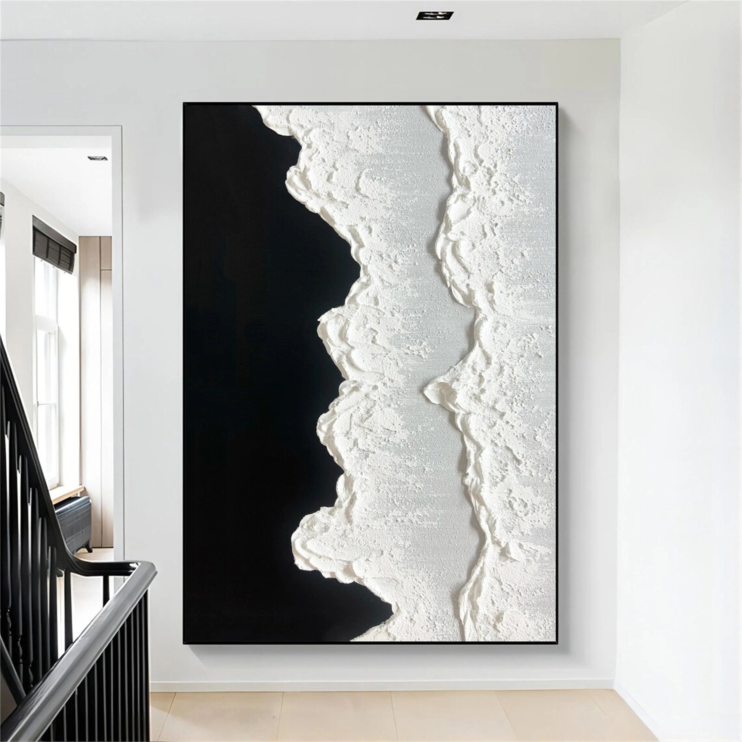 Black White Textured Minimalist Wall Art #MZ061