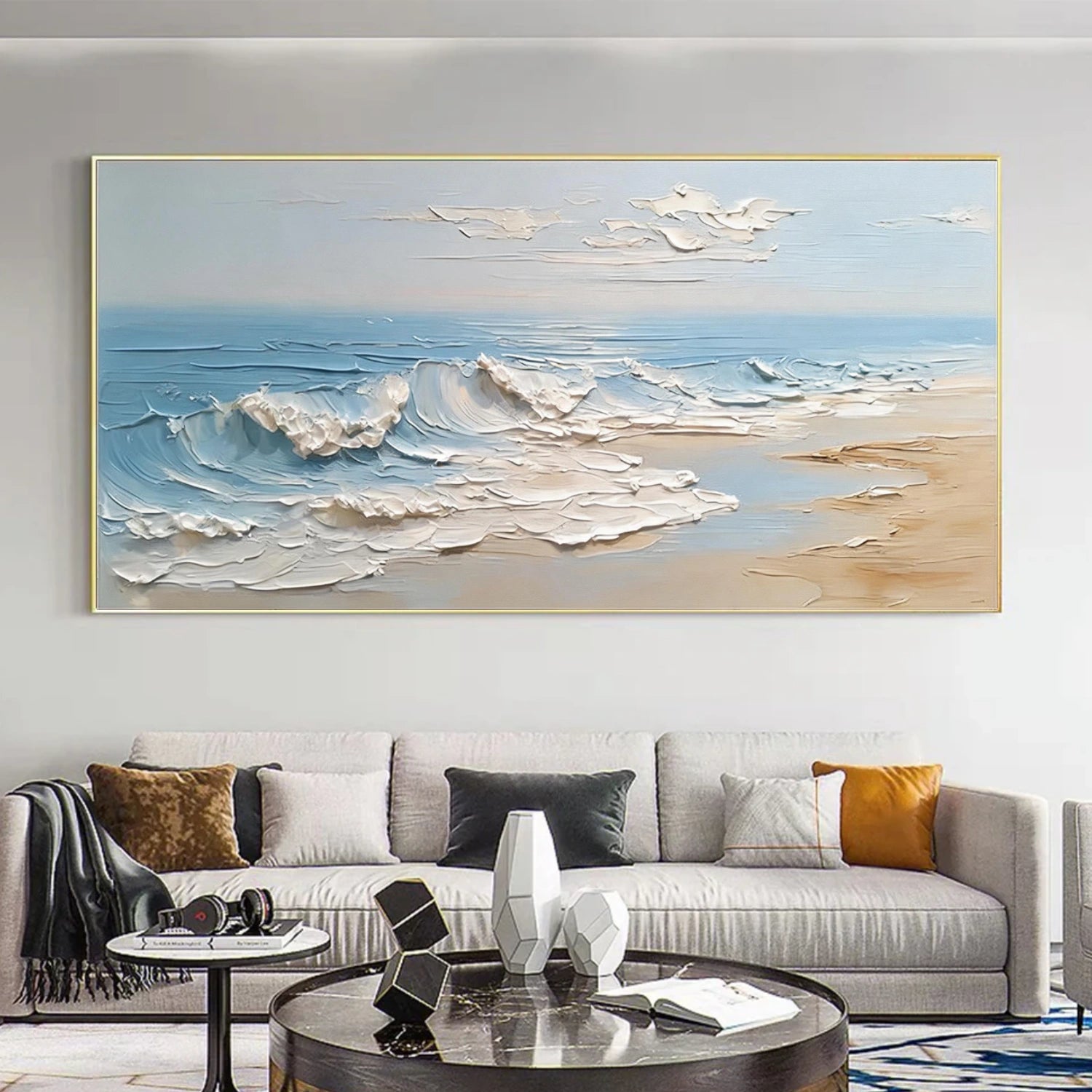 Ocean And Sky Abstract Texture Canvas Art #OS408