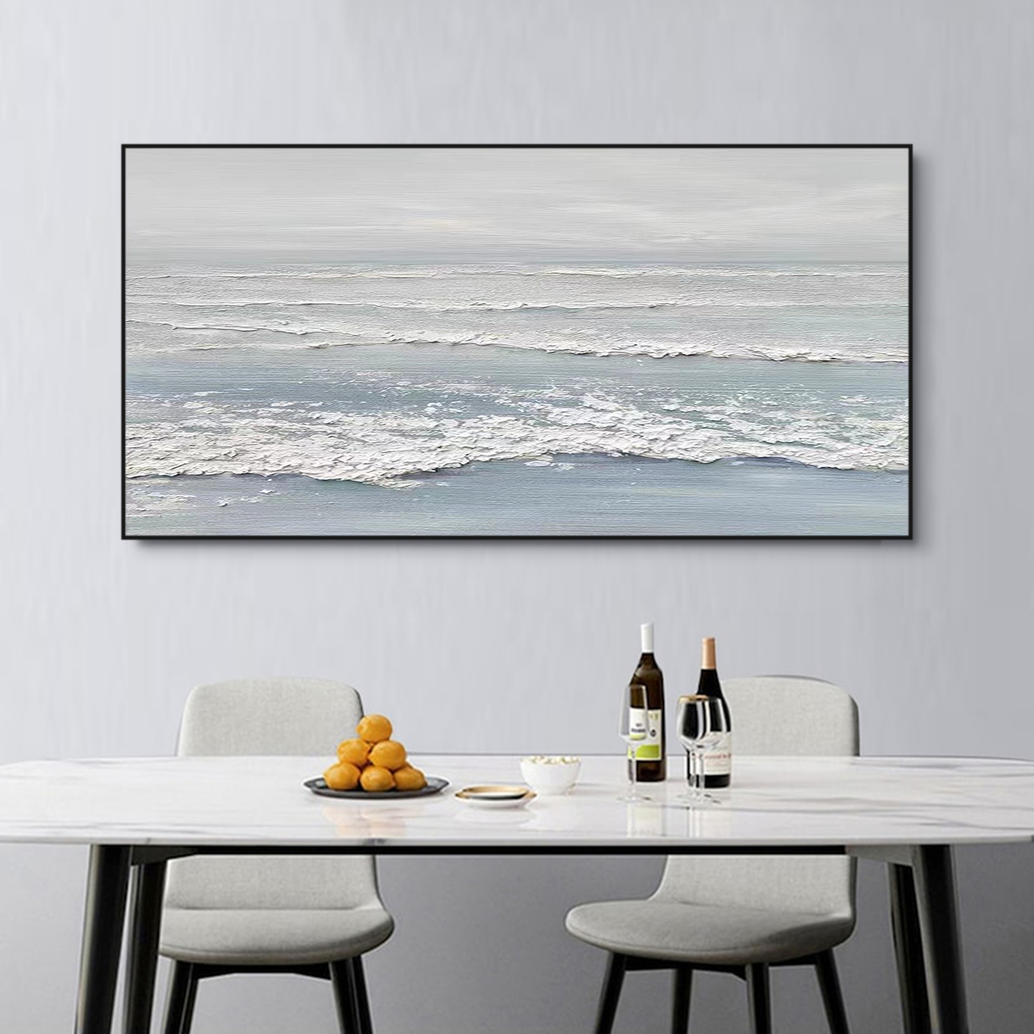 Ocean And Sky Abstract Textured Canvas Art #OS 292