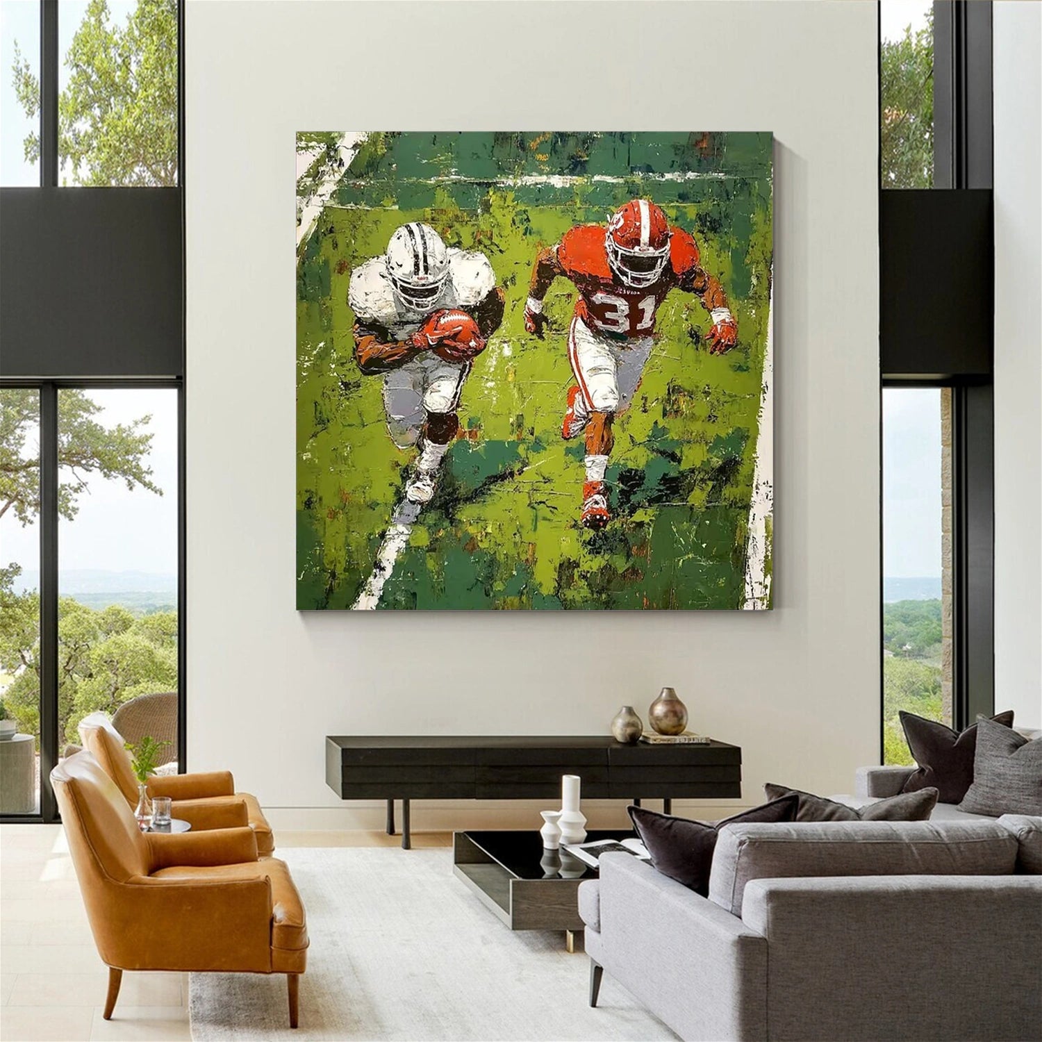 American Football Sport Art Textured Painting Canvas #SA006