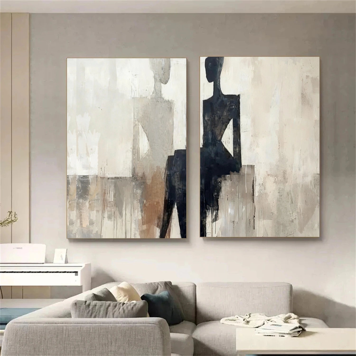 Contemporary Abstract Minimalist Set of 2 Wall Art #CW046