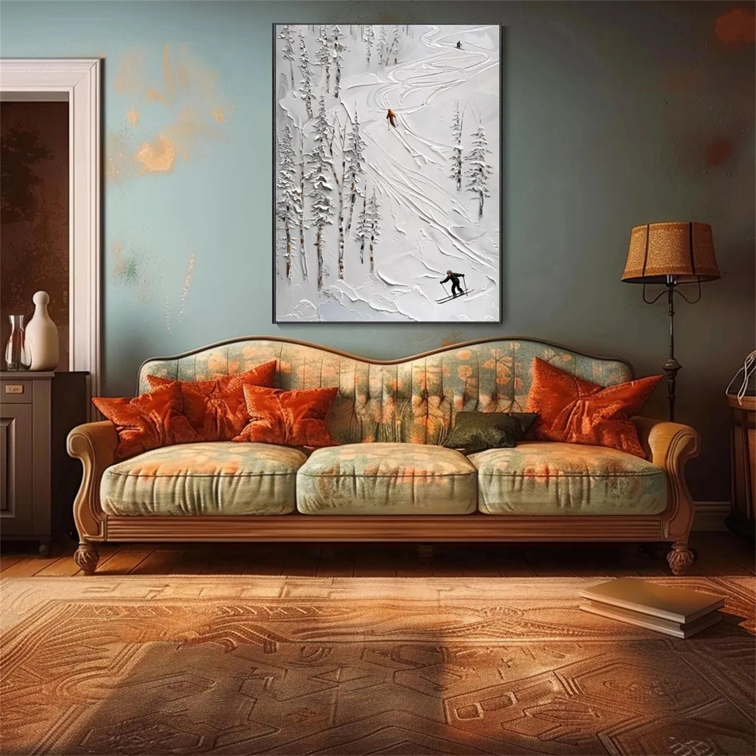 Skiing Sport Art Textured Painting Canvas #SP030