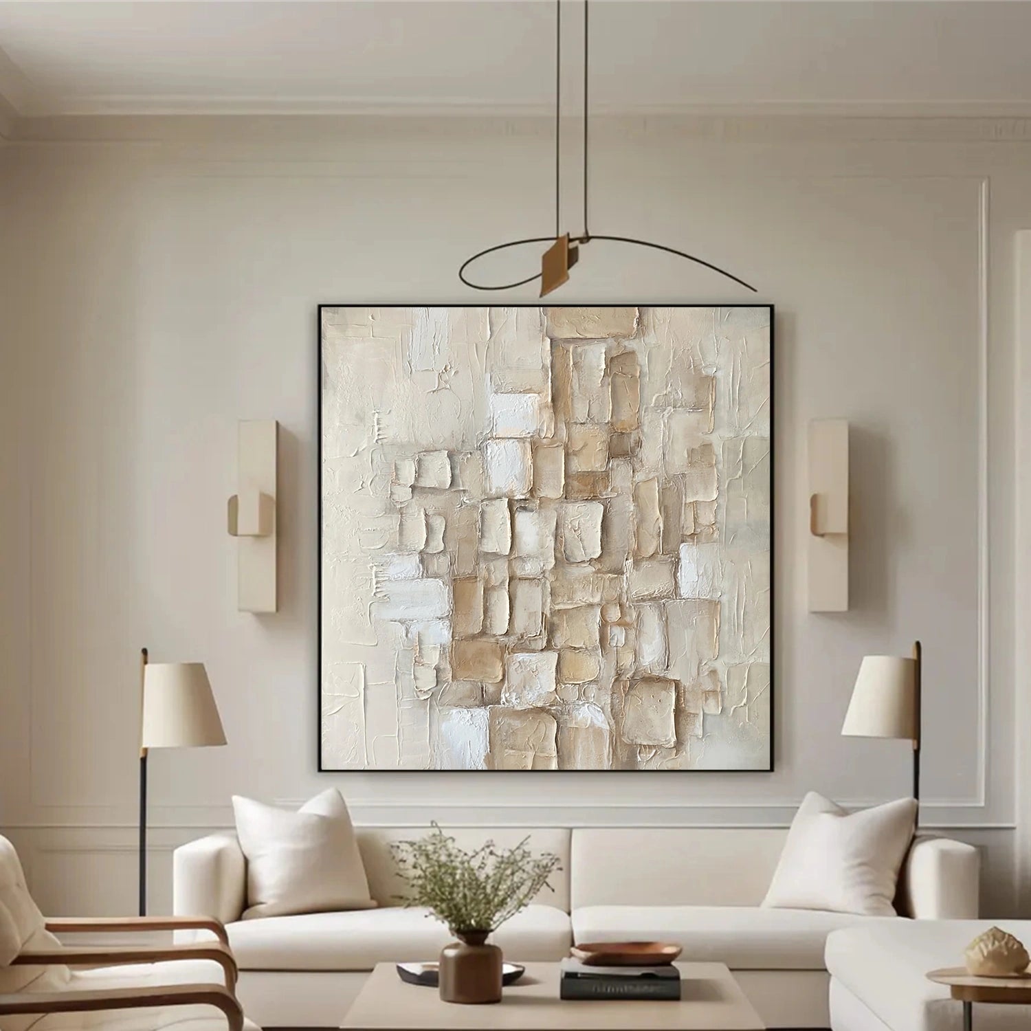 Beige Abstract Textured Wall Art #AB 574