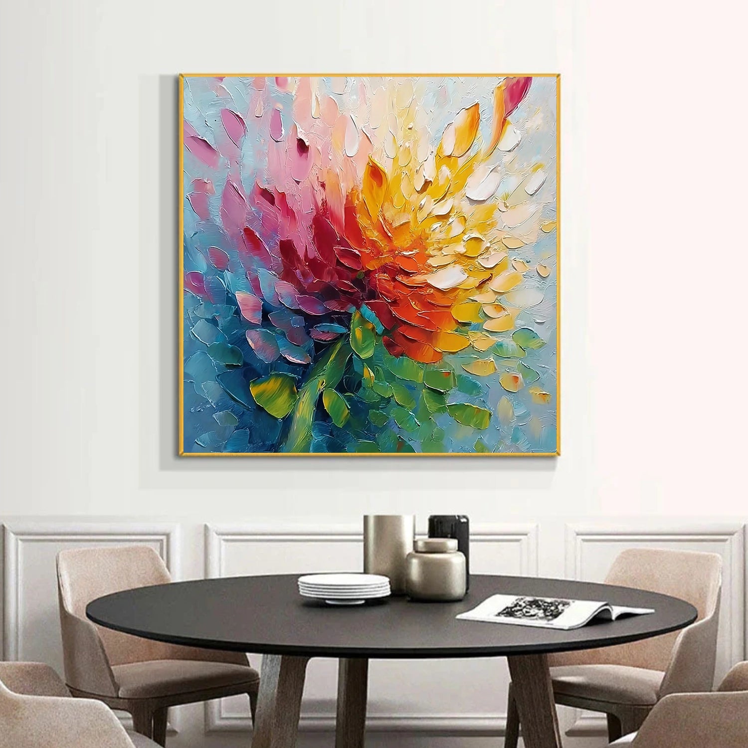 Colorful Flower & Tree Abstract Texture Canvas Art #FT 280