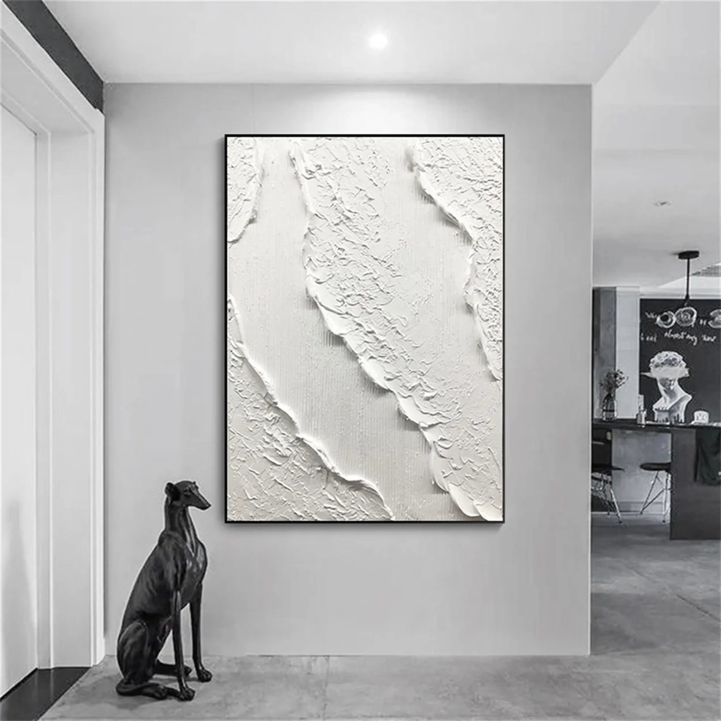 White Minimalist Textured Painting Canvas #MM169