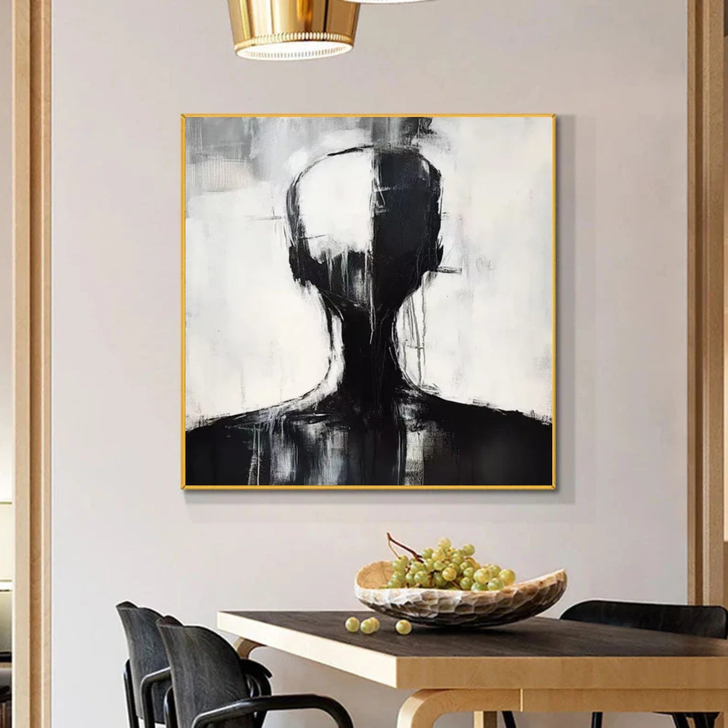 White & Black Abstract Portrait Wall Art #PT024