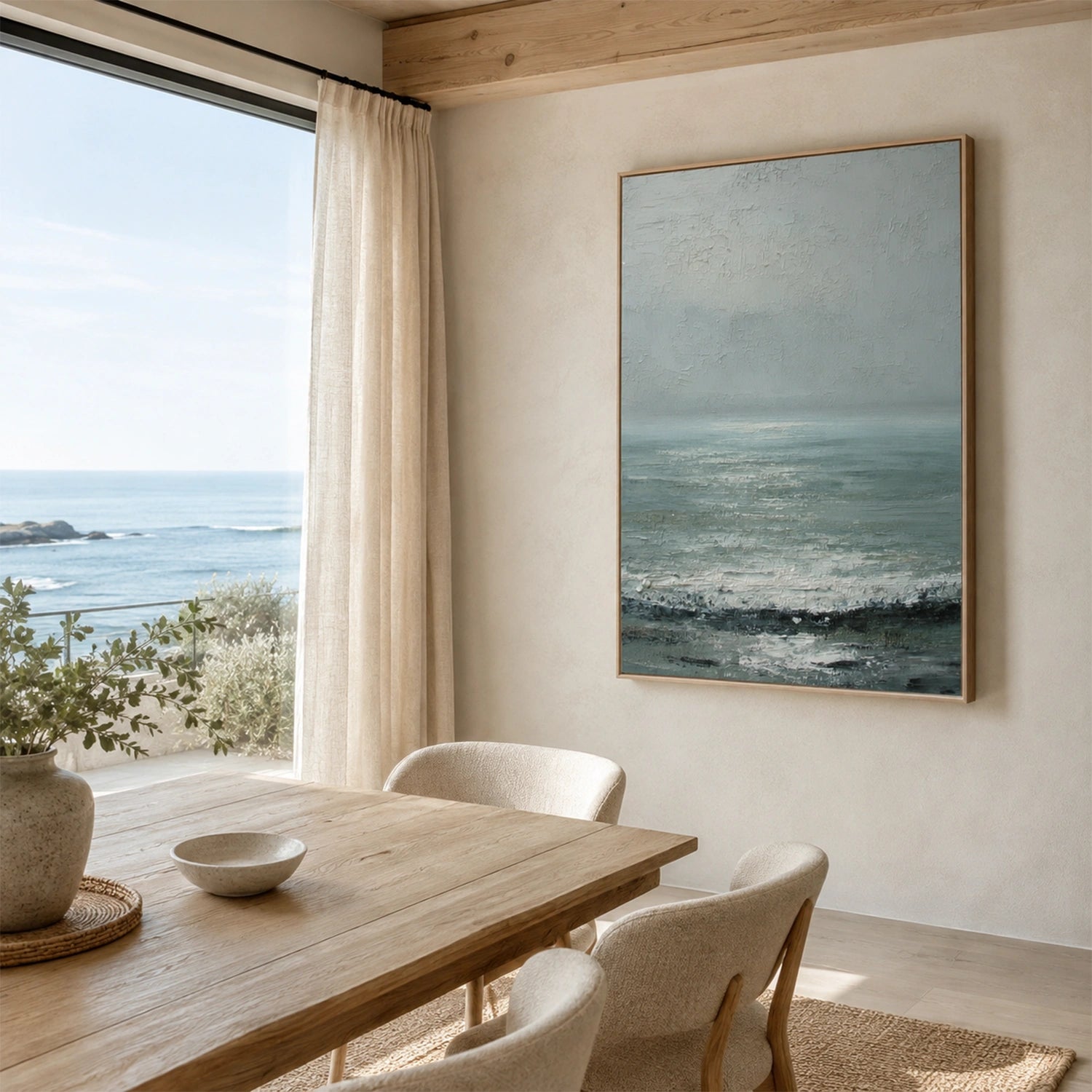 Ocean And Sky Abstract Texture Canvas Art #OS452