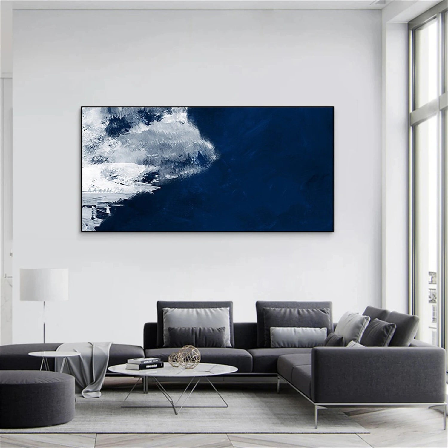 Blue Minimalist Textured Canvas Art #MM344