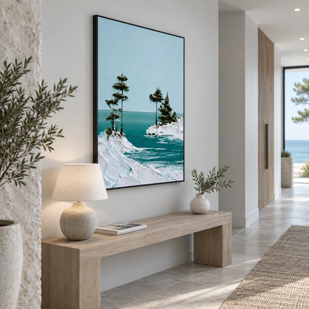 Ocean And Sky Abstract Canvas Art #OS471