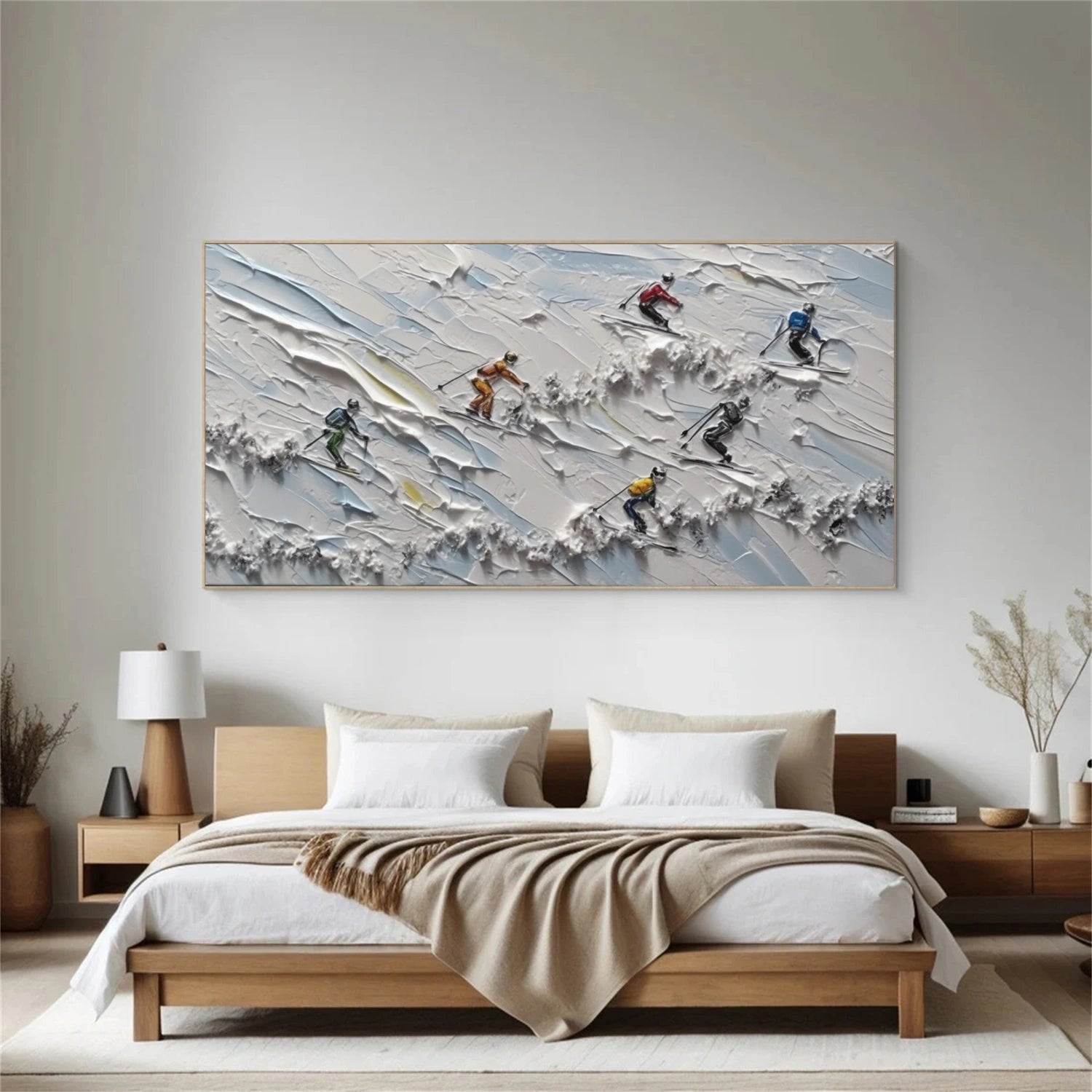 Skiing Sport Art Textured Painting Canvas # SA048