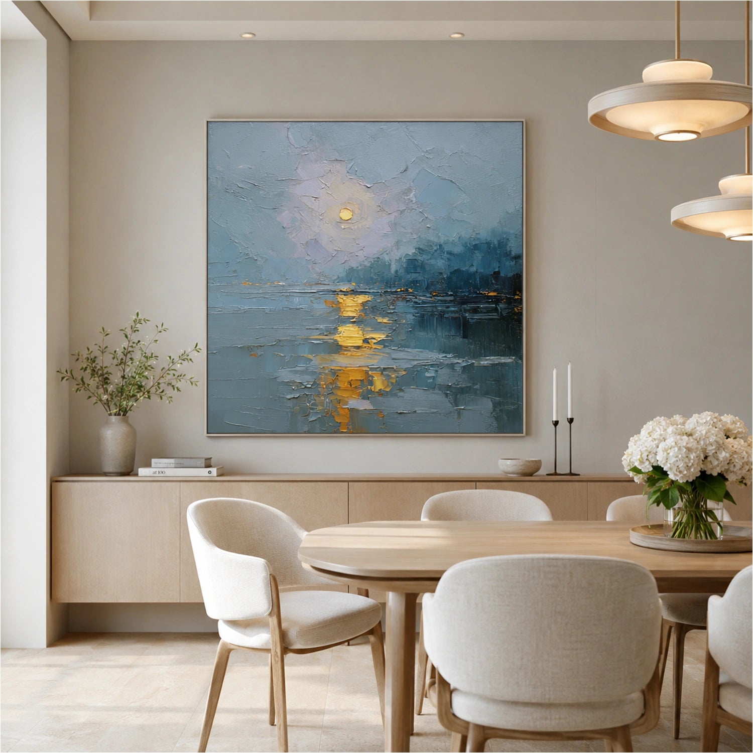 Ocean And Sky Abstract Canvas Art #OS432