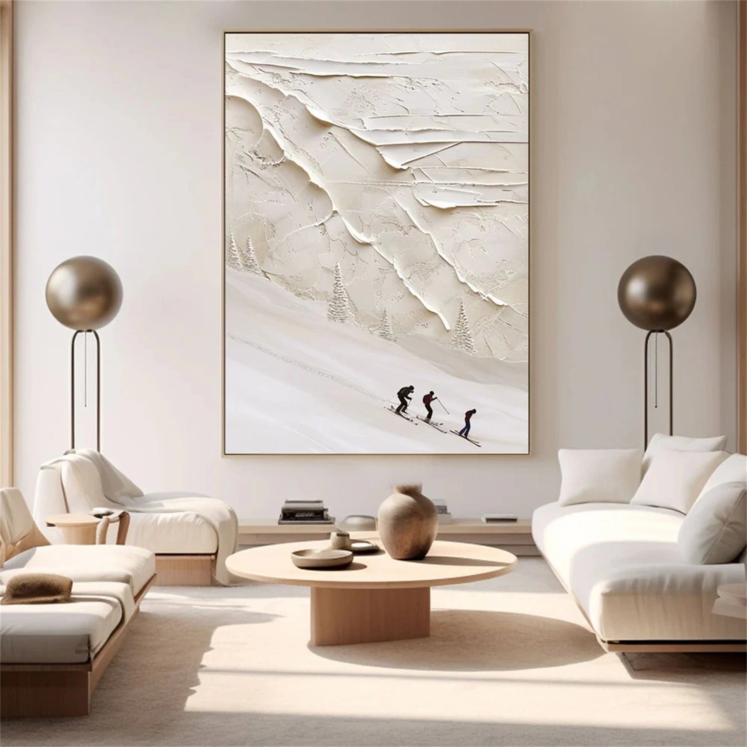 Skiing Sport Art Textured Painting Canvas #SP035