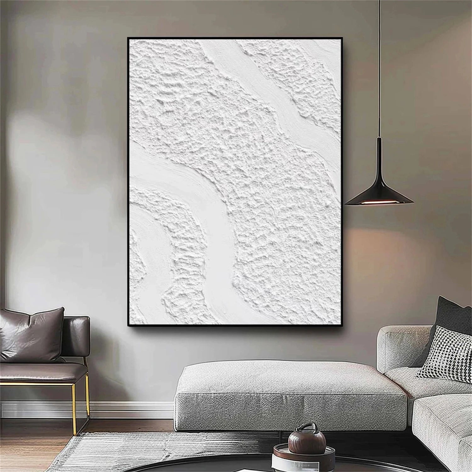 White Minimalist Textured Painting Canvas #MM082