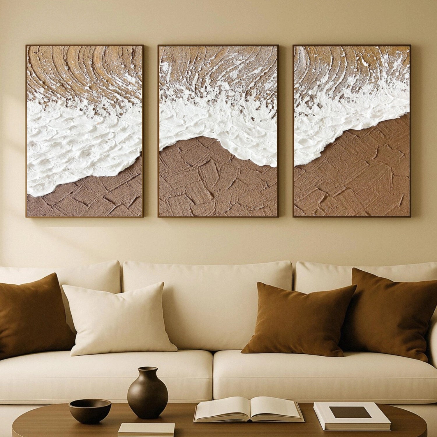 Ocean And Sky Abstract Texture Canvas Art Set of 3  #OS373