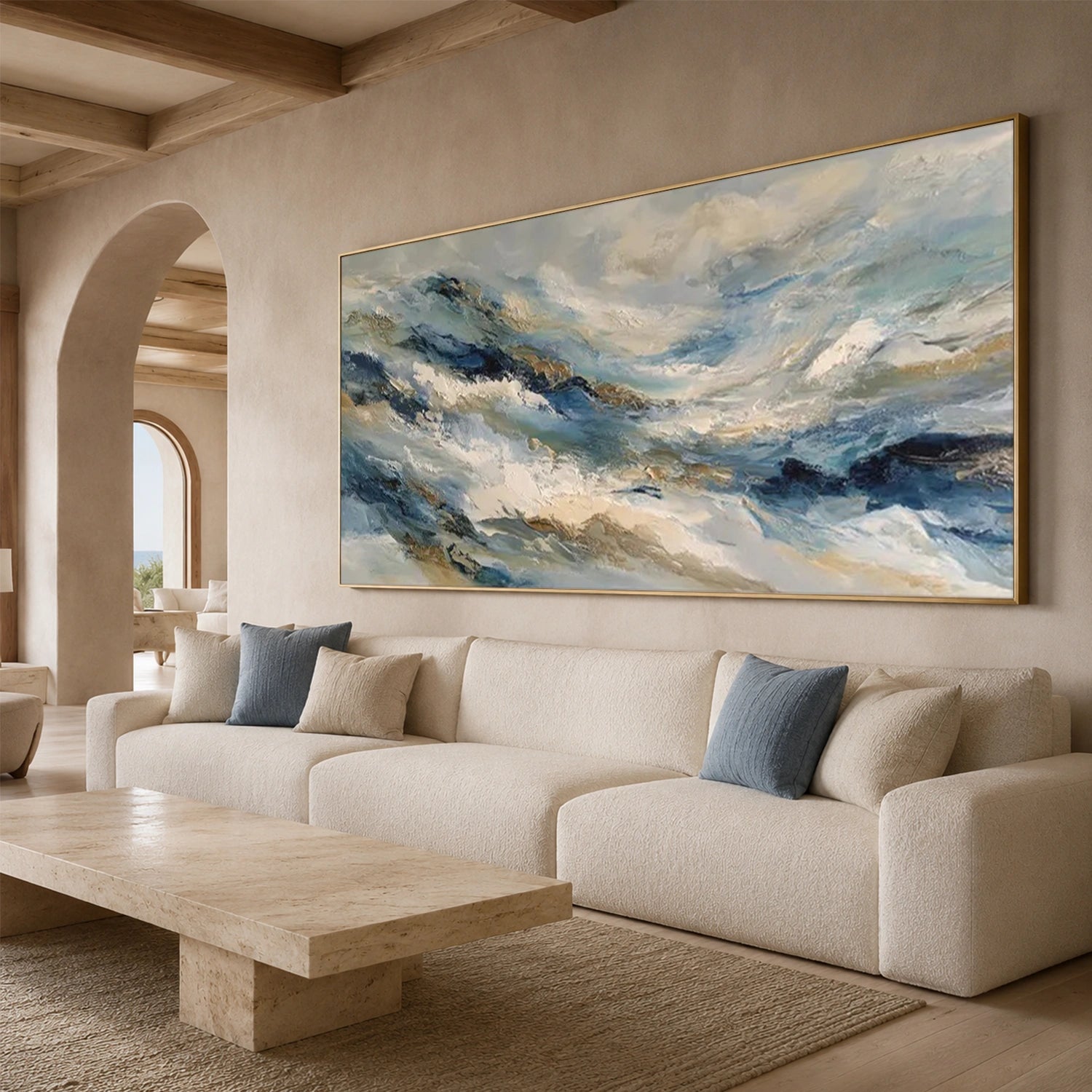 Ocean And Sky Abstract Canvas Art #OS467