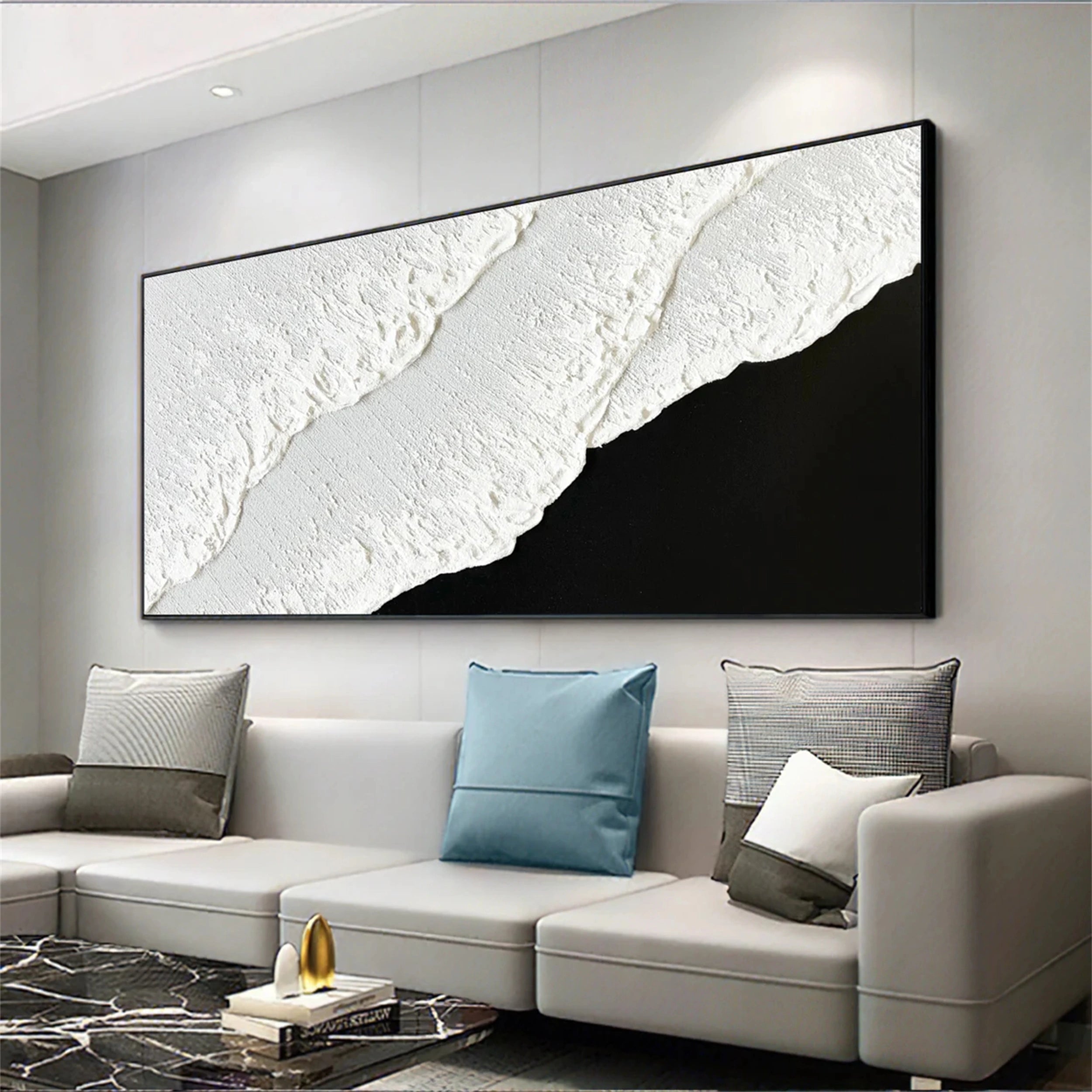 Black White Textured Minimalist Wall Art #MZ054