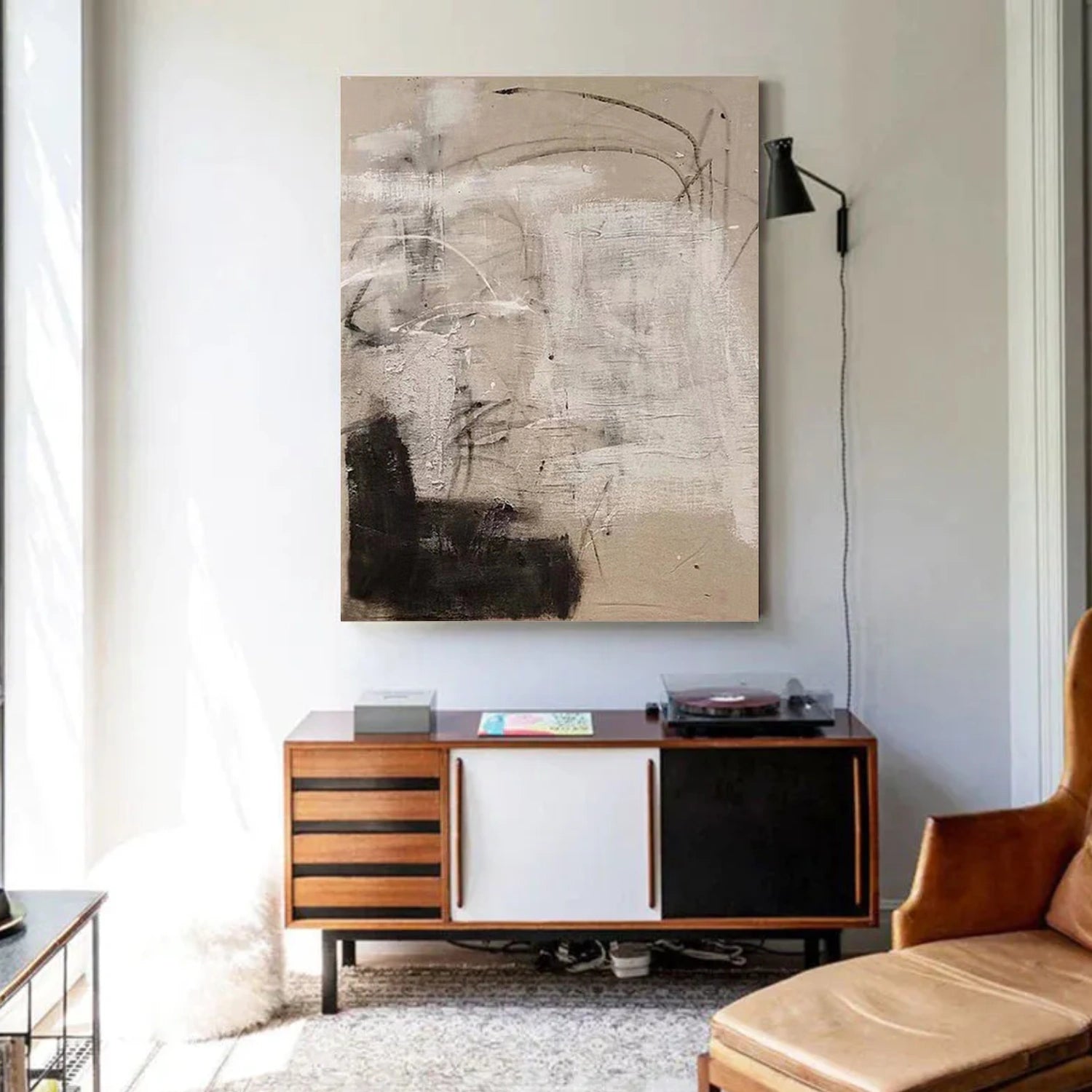Black & Beige Abstract Wall Art #AB 517
