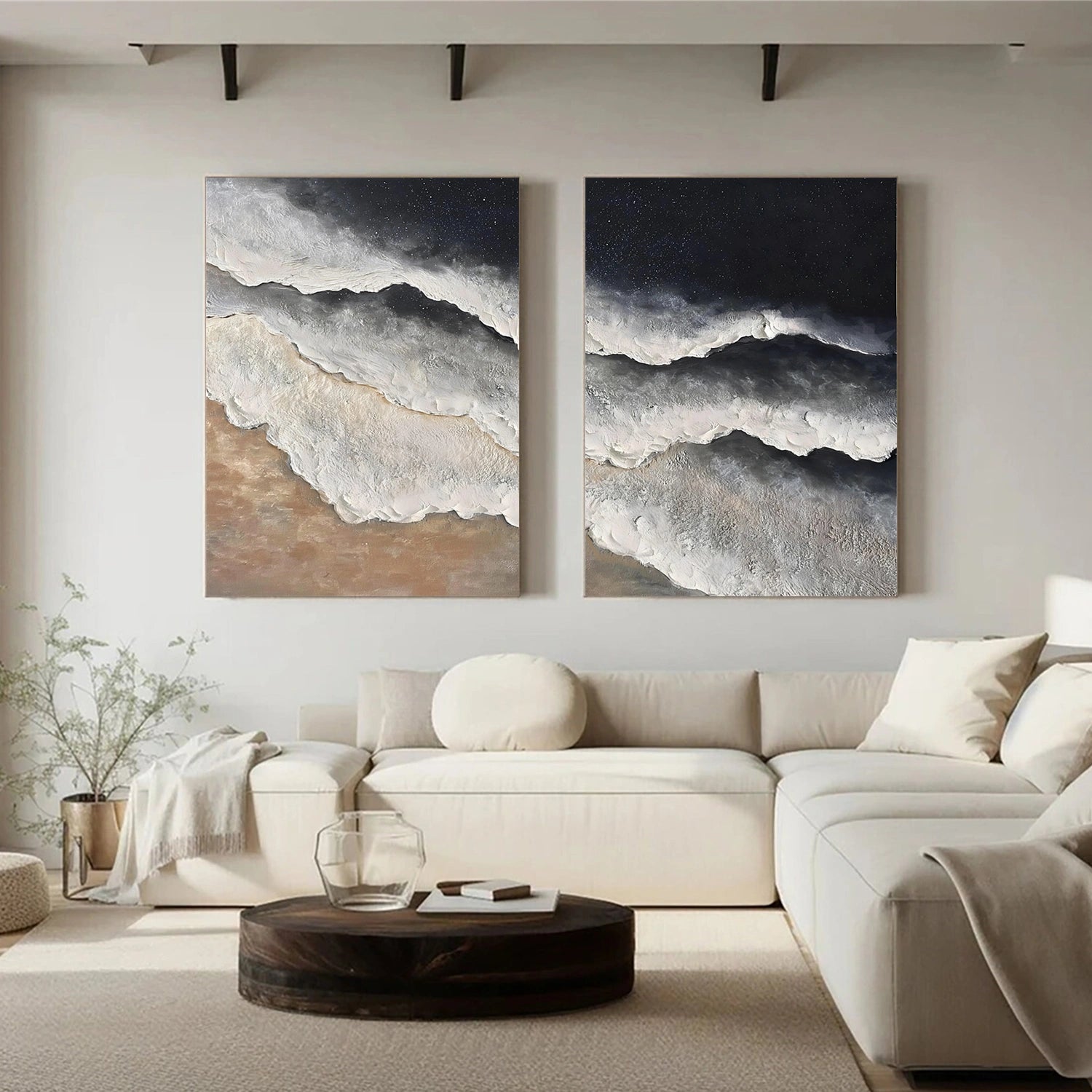 Ocean And Sky Abstract Texture Canvas Art Set Of 2 #OS385