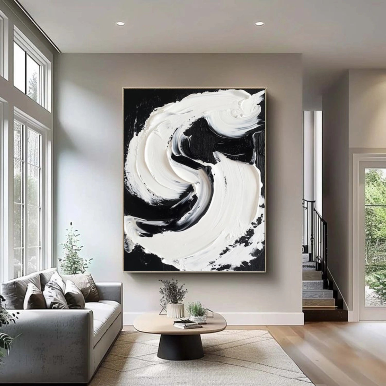 Black & White Minimalist Textured Canvas  #MM386