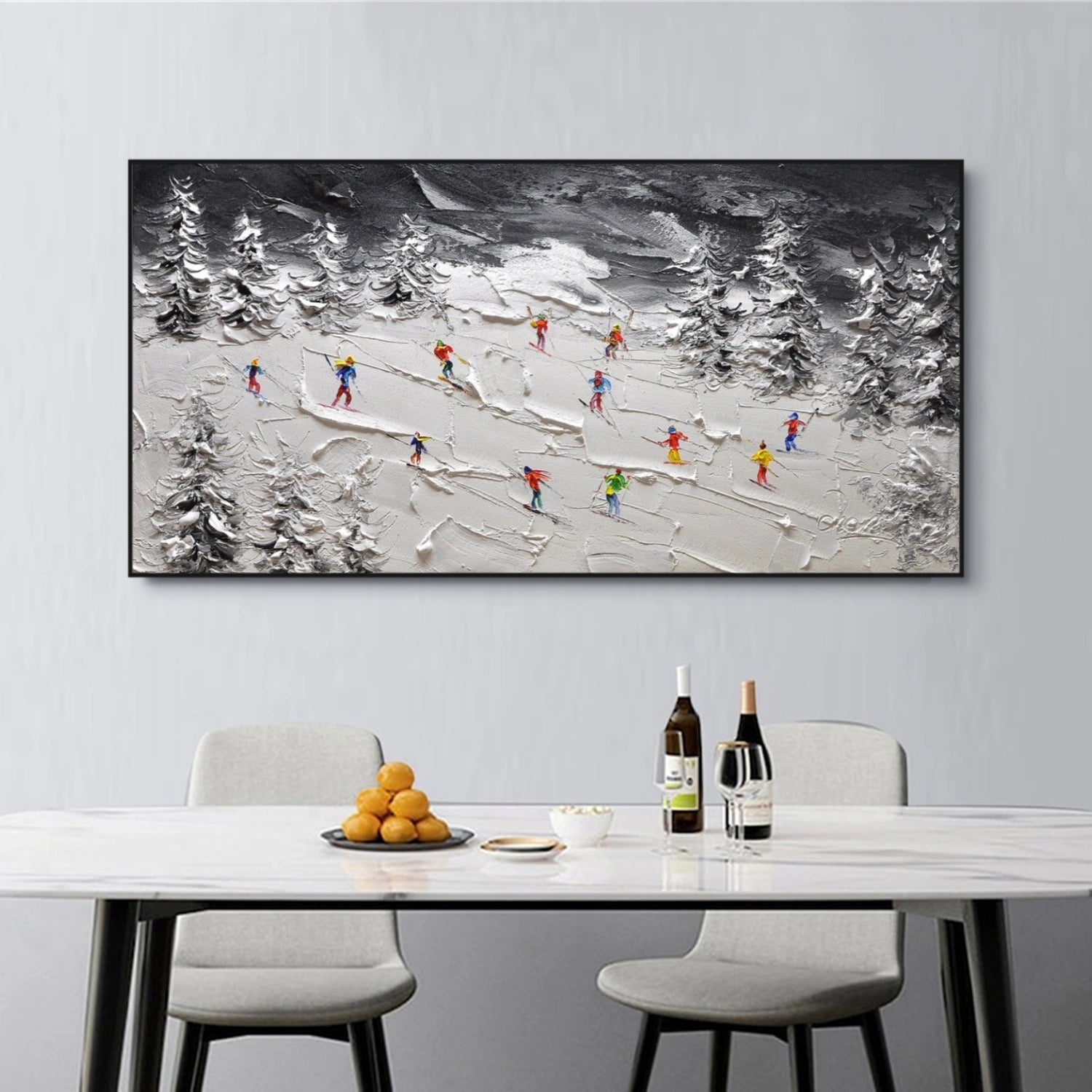 Skiing Sport Art Textured Painting Canvas # SA046