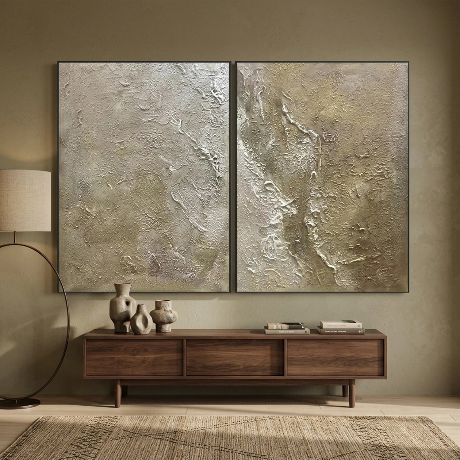 Beige & Brown Abstract Texture Wall Art Set of 2 #BB201