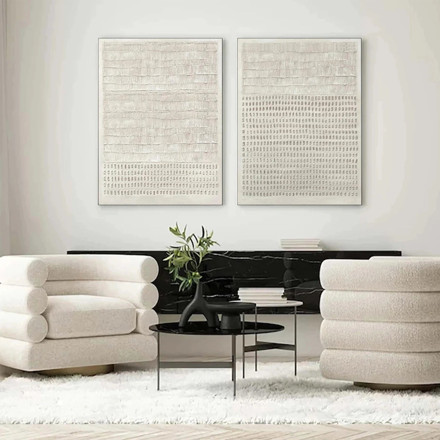 Beige & Brown Abstract Texture Set of 2 #BB194