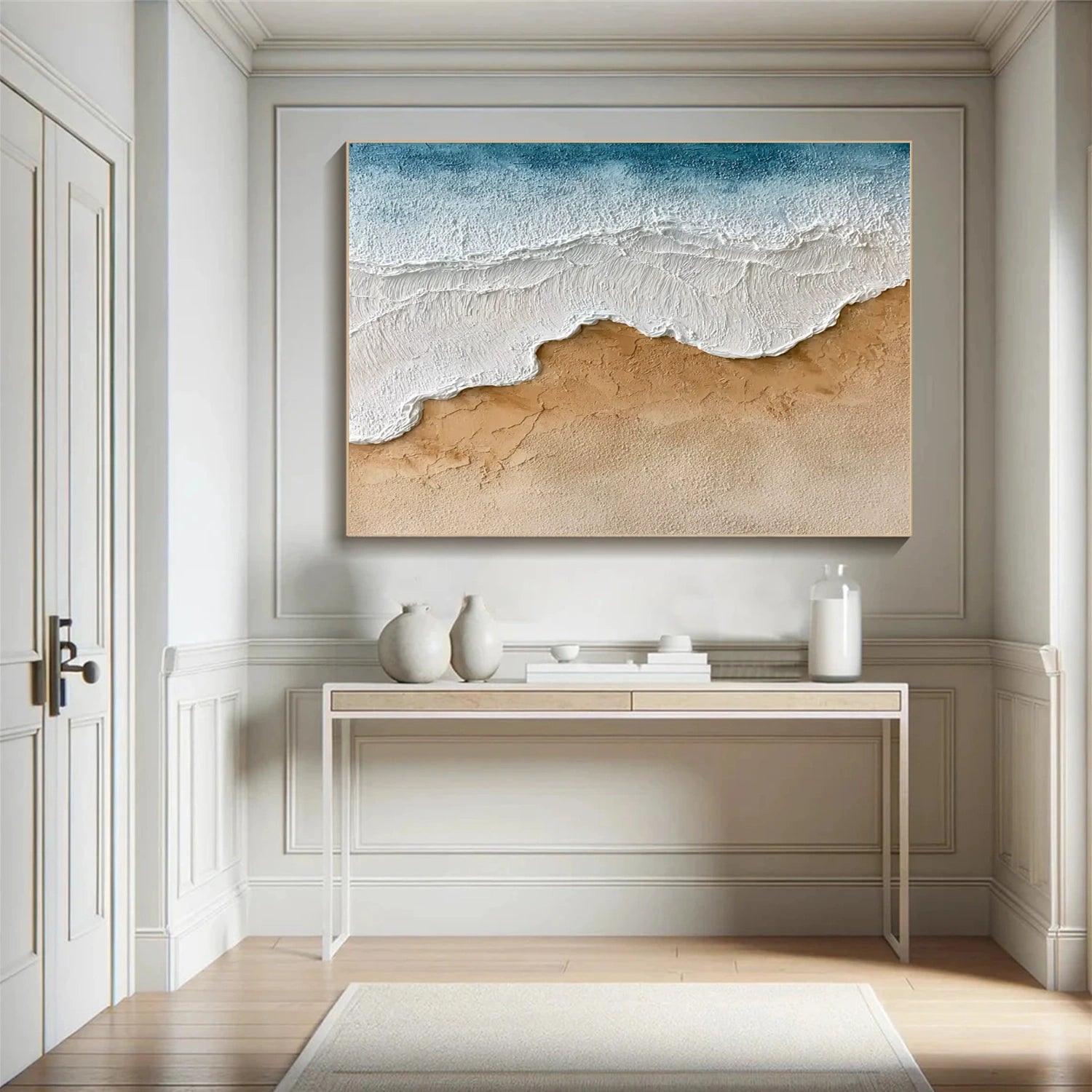 Ocean And Sky Abstract Textured Canvas Art #OS349