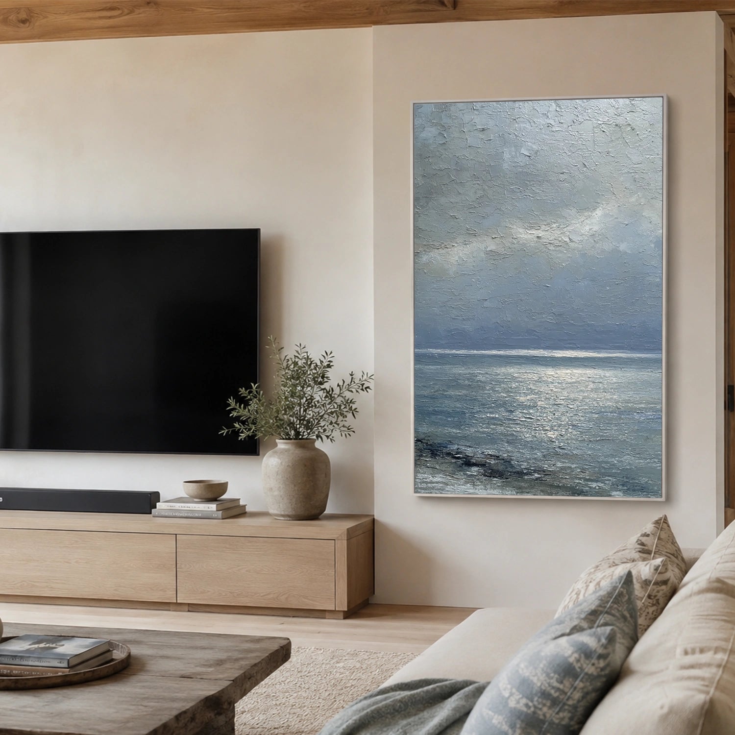 Ocean And Sky Abstract Texture Canvas Art #OS454