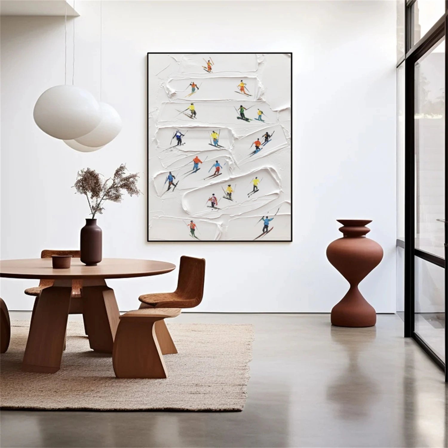 Skiing Sport Art Textured Painting Canvas # SA049