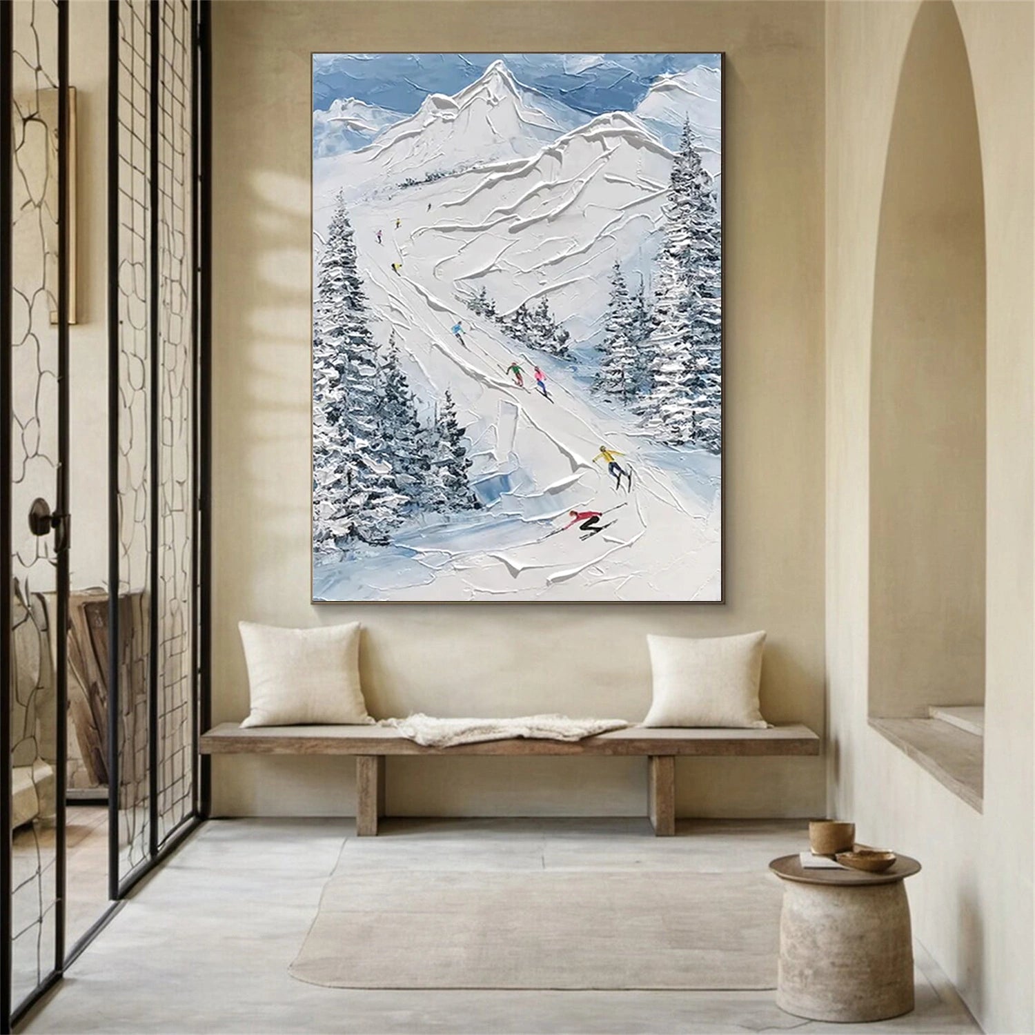 Skiing Sport Art Textured Painting Canvas #SP033