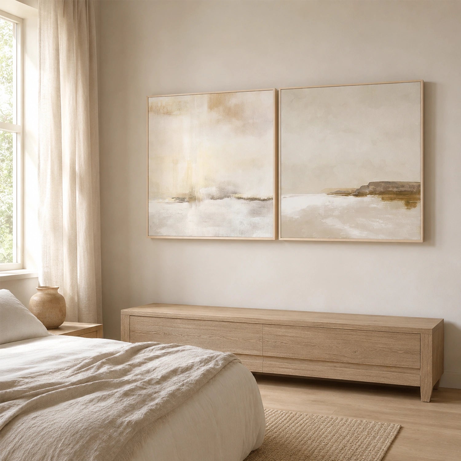 Ocean And Sky Abstract Canvas Art  Square Set of 2 #OS465