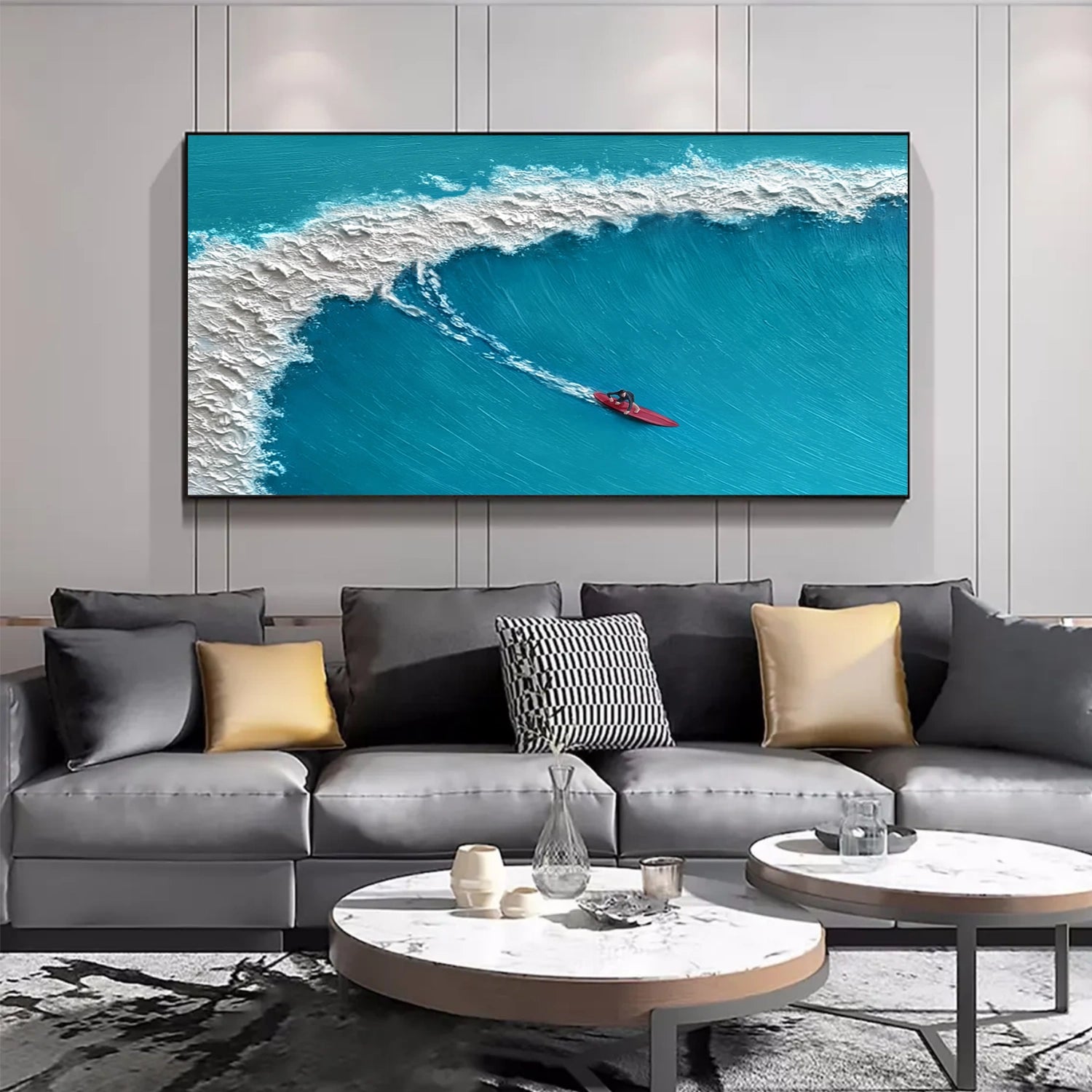 Surfing Sport Texture Canvas Painting #SA020