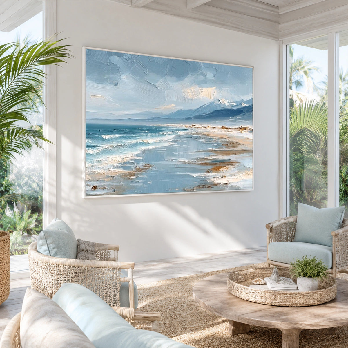 Ocean And Sky Abstract Texture Canvas Art #OS488