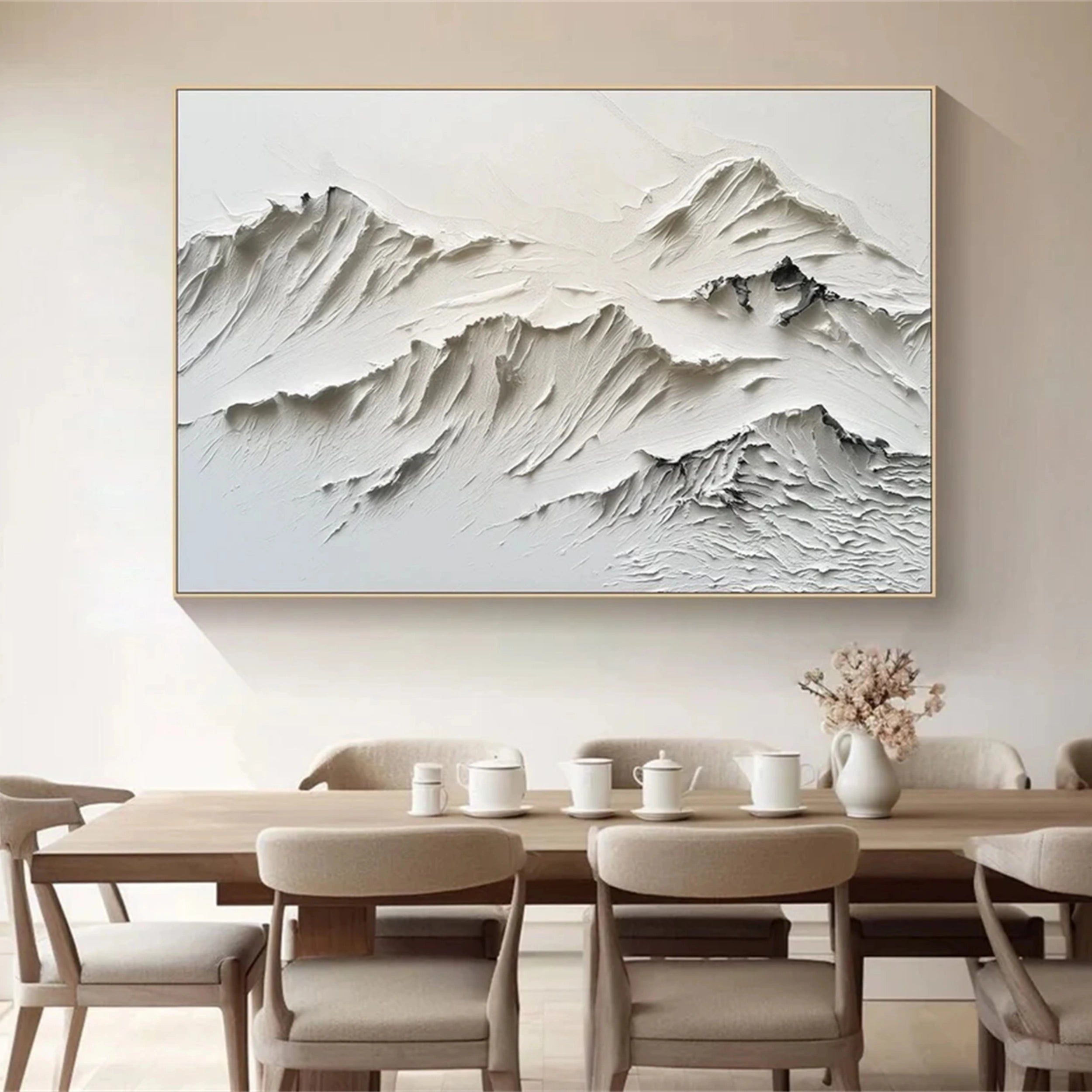 White Minimalist Textured Painting Canvas #MM158