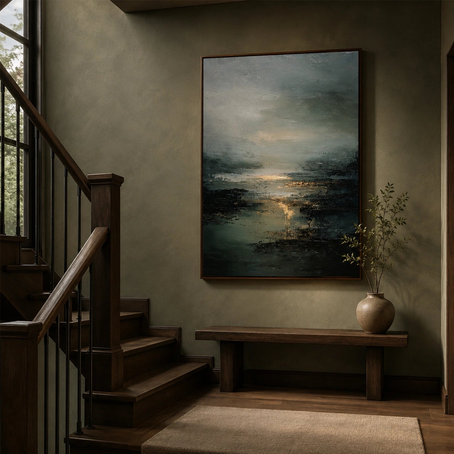 Ocean And Sky Abstract Canvas Art #OS461