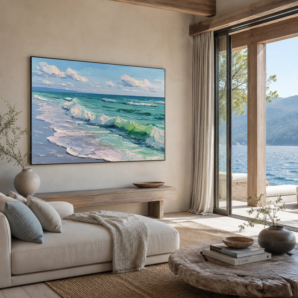 Ocean And Sky Abstract Texture Canvas Art #OS487