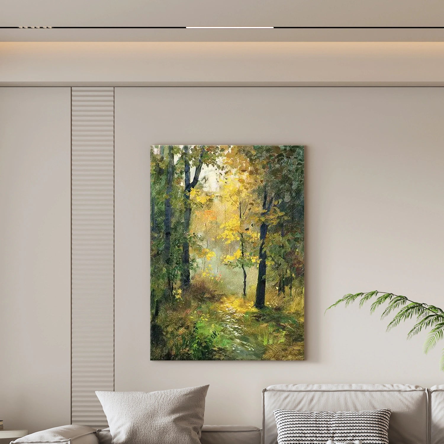 Green & Yellow Tree Abstract Canvas Art #FT 238