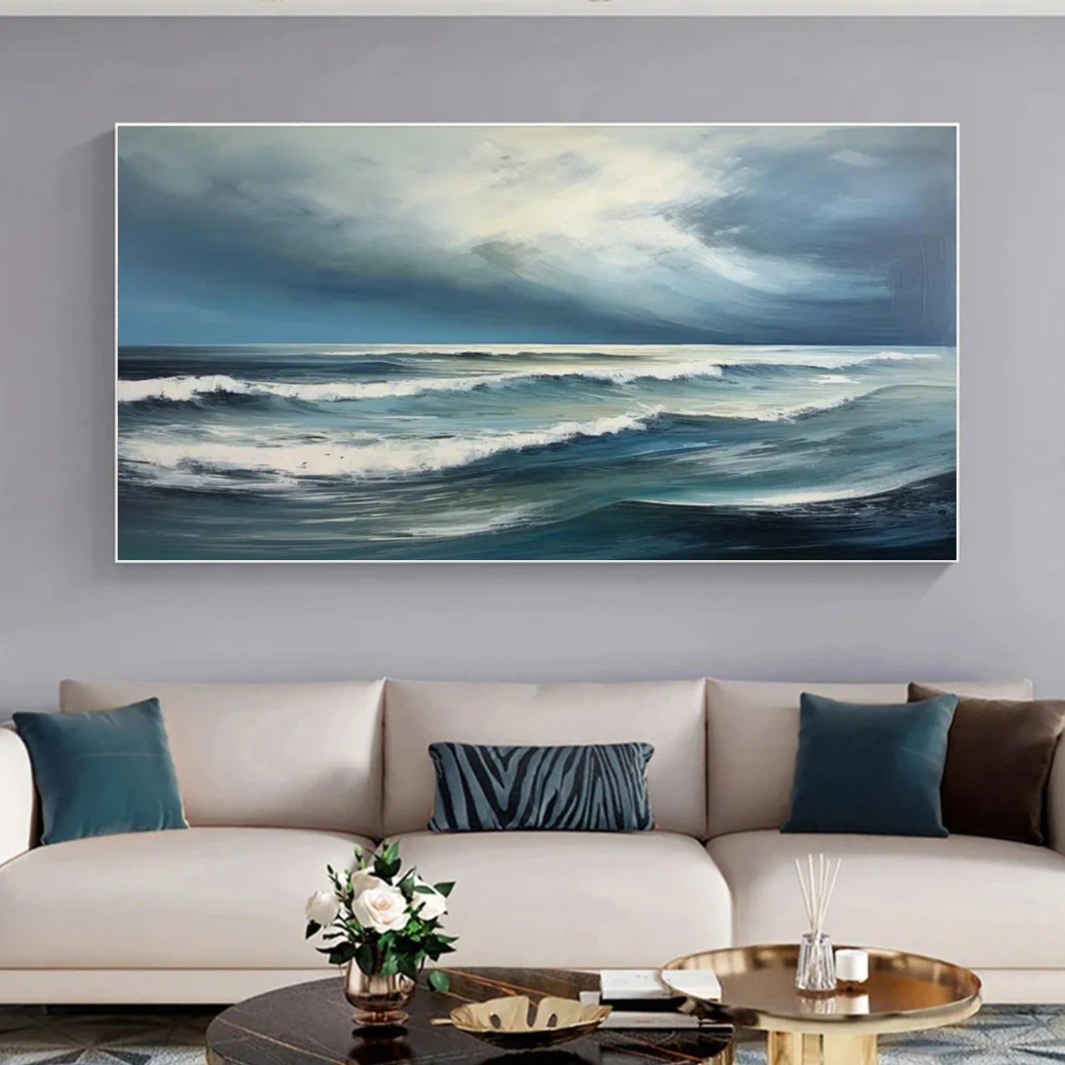 Ocean And Sky Abstract Canvas Art #OS 328