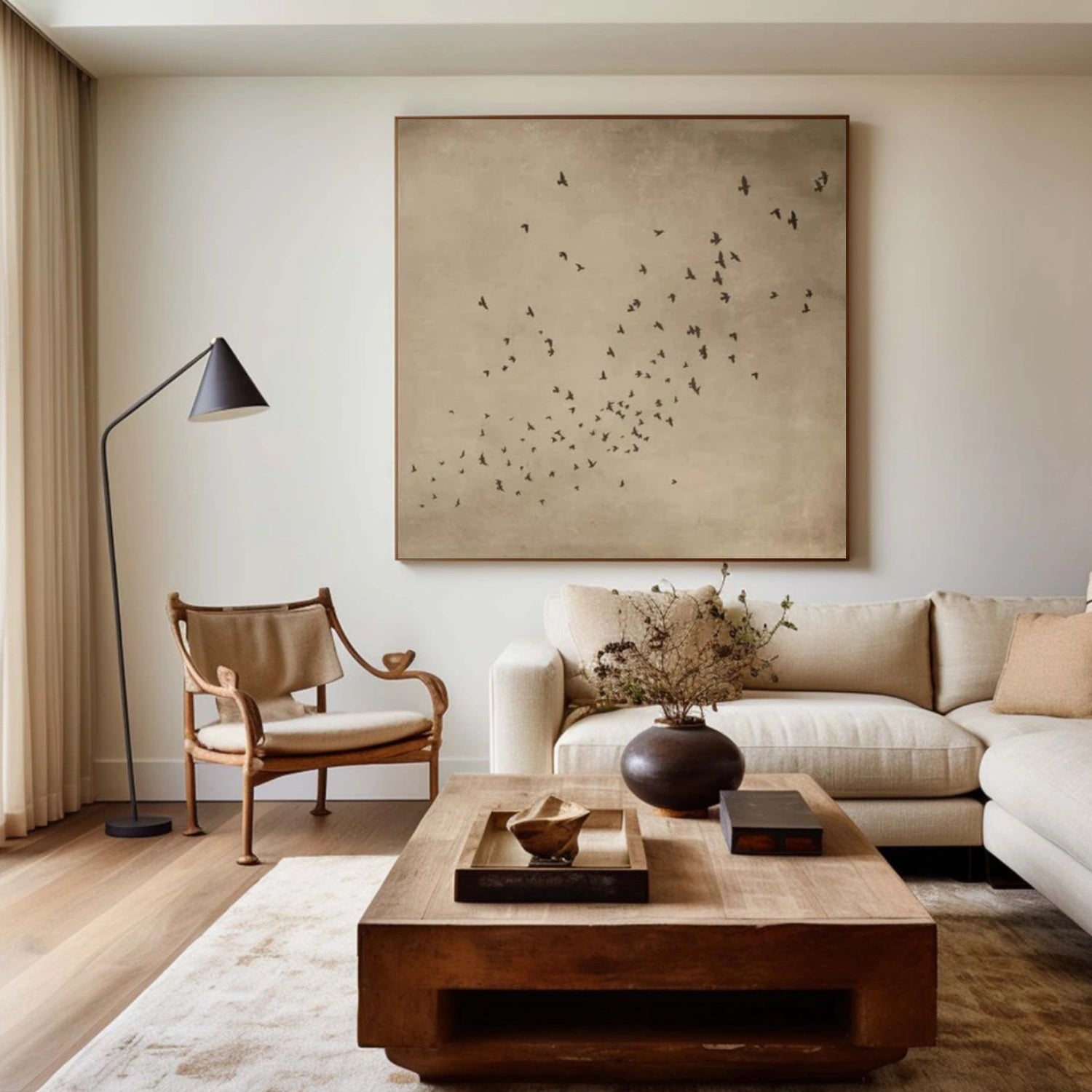 Beige & Brown Abstract Animal Canvas Art #AP216