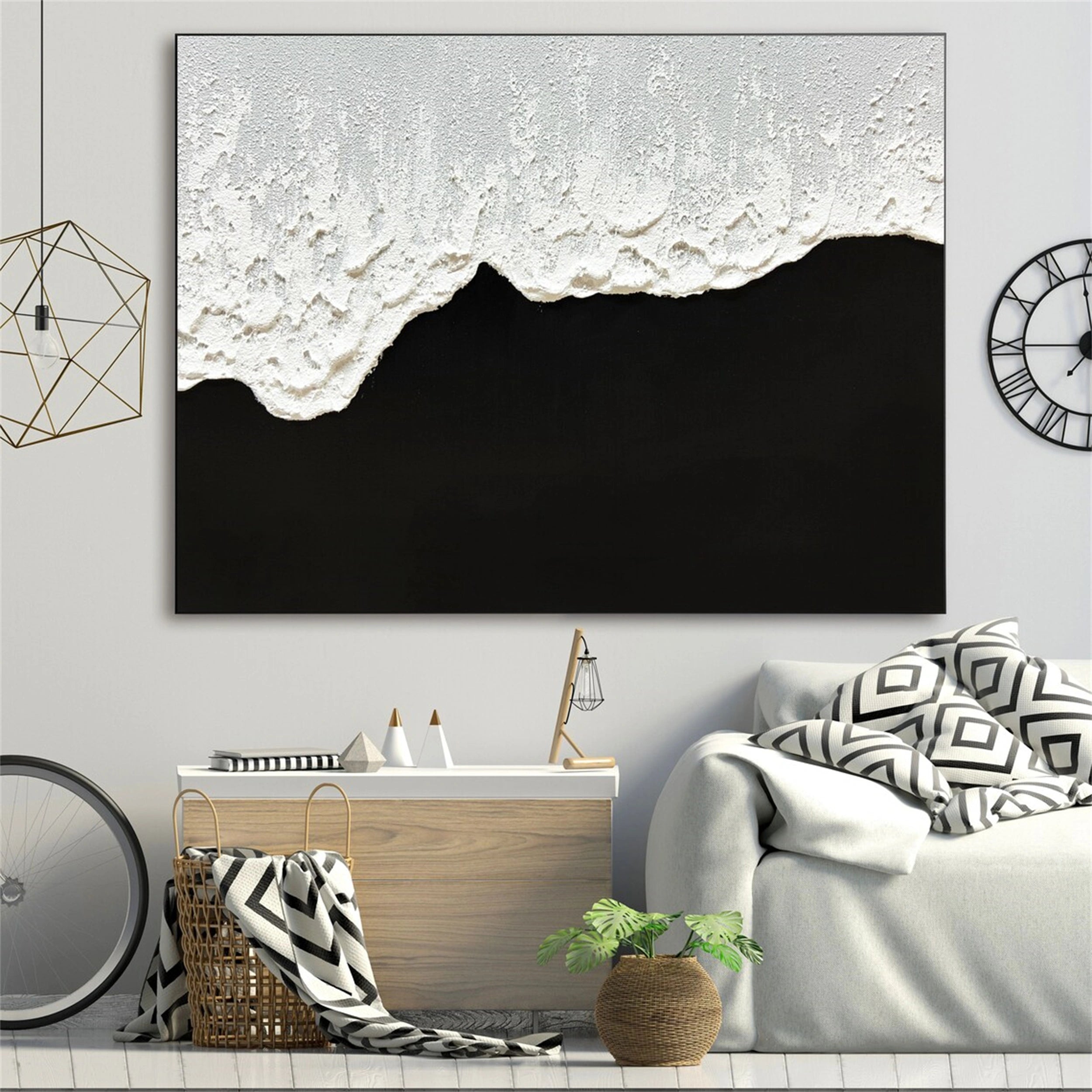 Black White Textured Minimalist Wall Art #MZ058